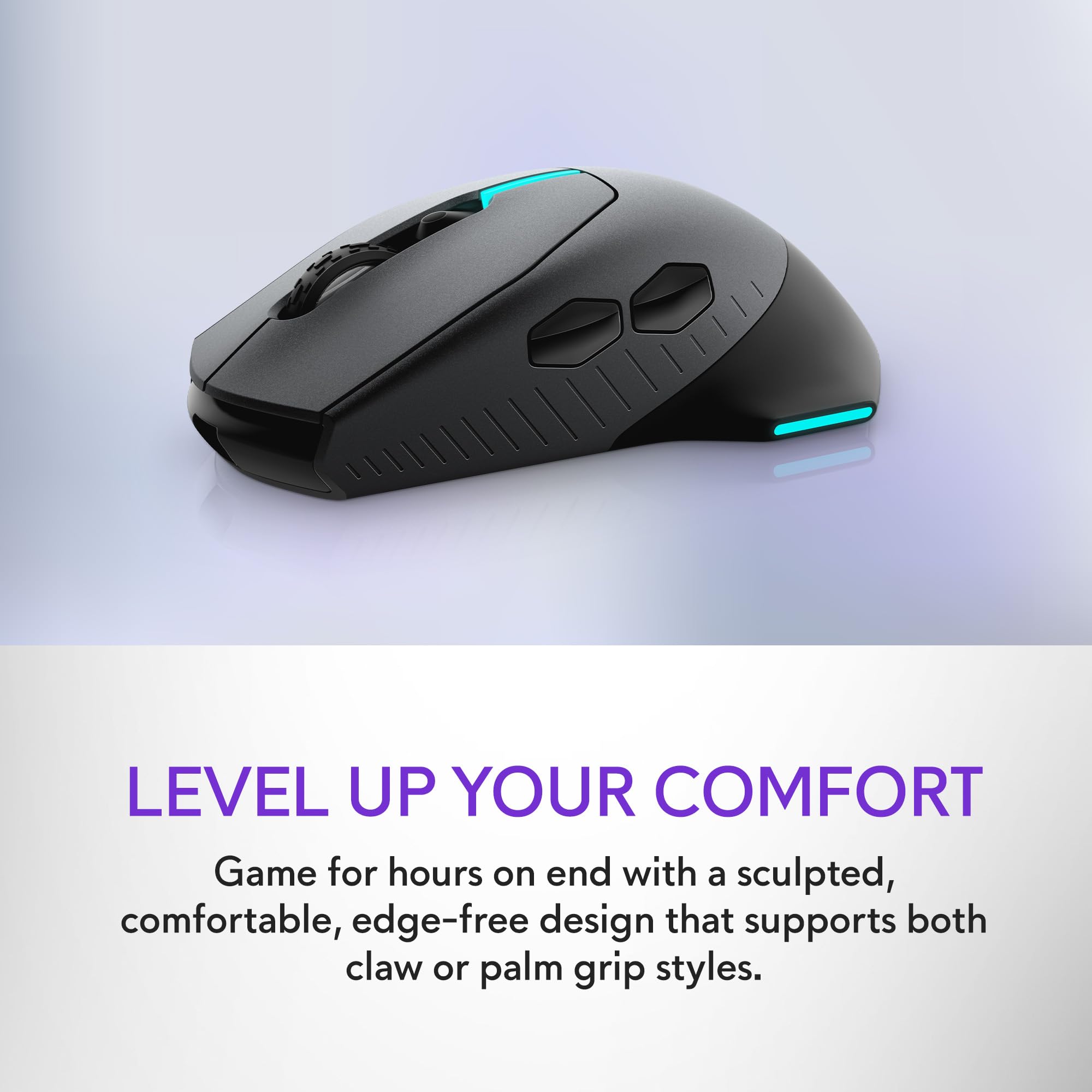 Alienware Wired/Wireless Gaming Mouse AW610M: 16000 DPI Optical Sensor - 350 Hour Rechargeable Battery, 7 Buttons, 3-ZONE 16.8m AlienFX RGB Lighting, Edge-Free Design, Ergonomic, Dark Side of the Moon