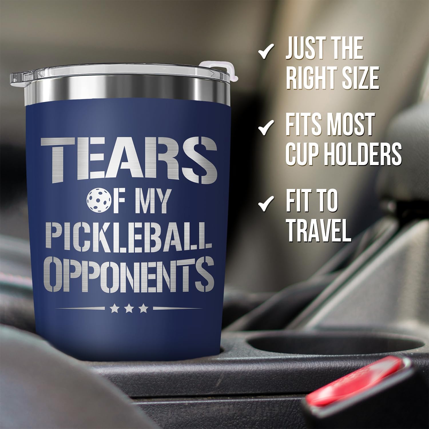 HEXMOZ Pickleball Gifts for Men - Gifts for Pickleball Lovers - Funny Pickle Ball Accessories Gifts for Dad, Grandpa, Women Tears Of My Pickleball Opponents Christmas Dink Master - Navy Tumbler Cup