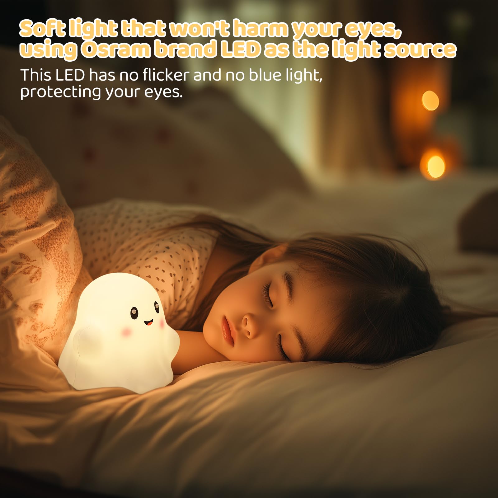 nextanG Boo Buddy Night Light for Kids – Cute Silicone Nursery Lamp with Premium LED, Eye-Caring Dimmable Touch Light, Rechargeable Battery Nightlight, Perfect Gift for Toddlers & Kids Bedroom