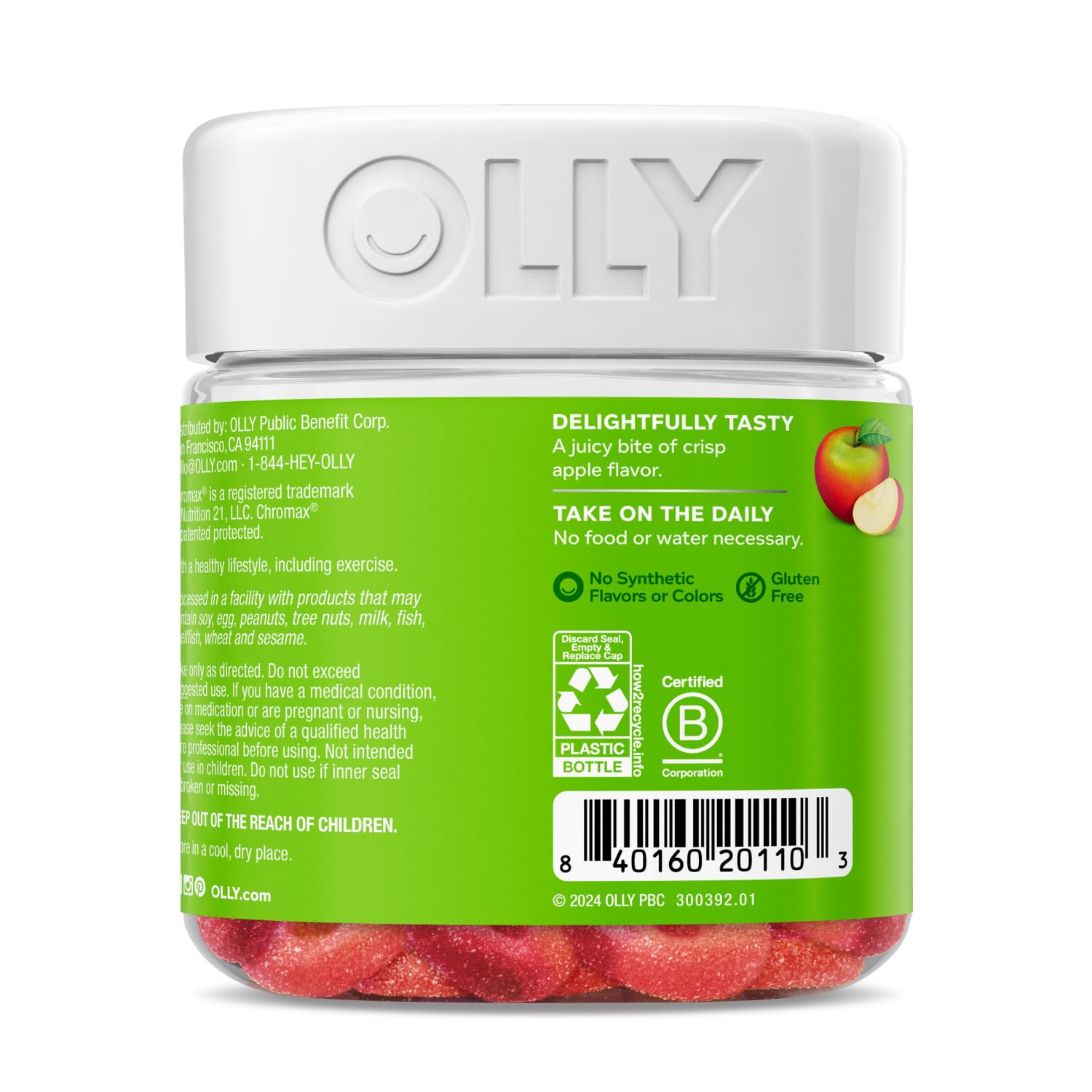 OLLY Metabolism Gummy Rings, Apple Cider Vinegar, Vitamin B12, Chromium, Energy and Digestive Health, Chewable Supplement, Apple Flavor - 30 Count