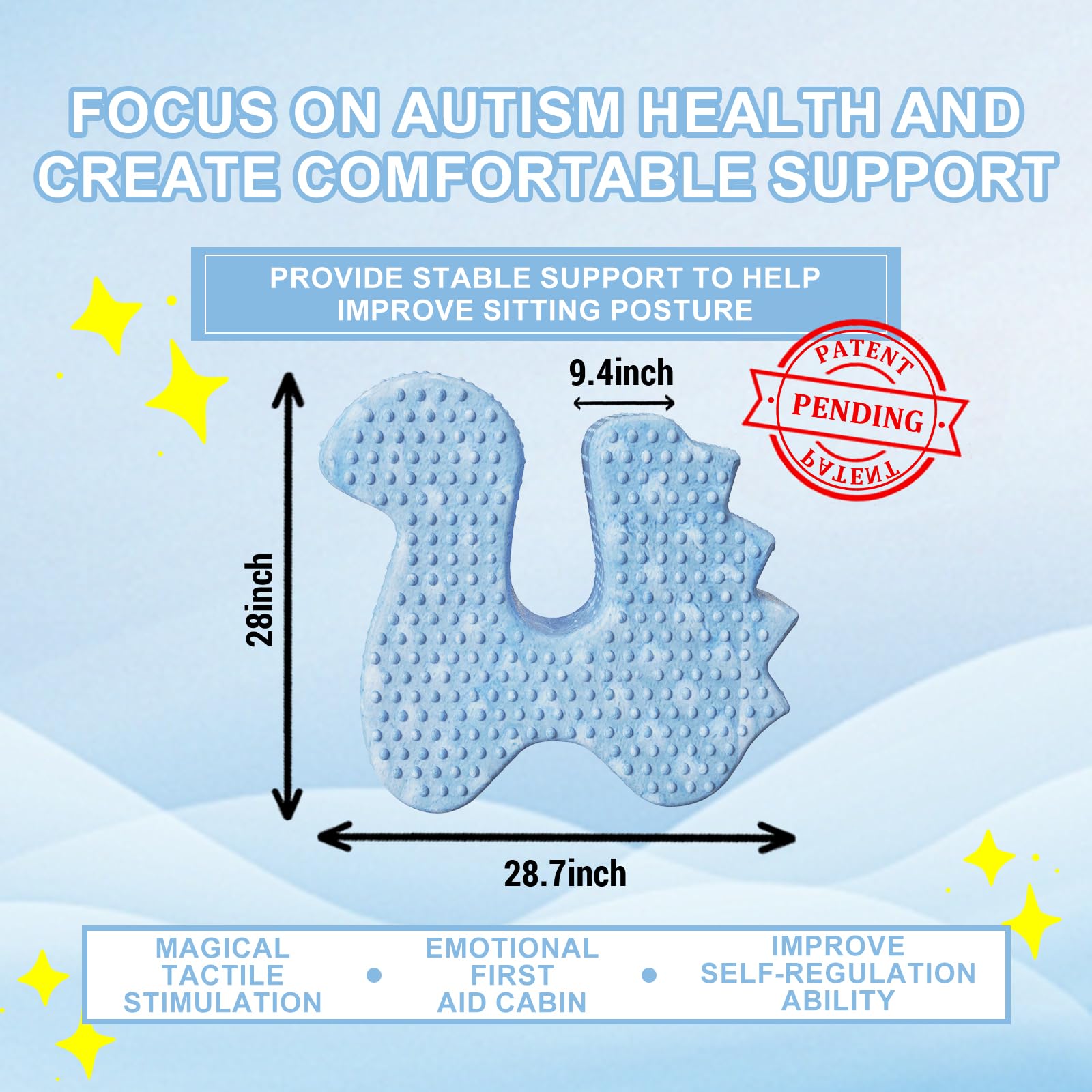 Irrical Sensory Soft Squeeze seat, Sensory Chairs specifically Designed for Children with Sensory Needs,Providing Gentle Squeeze Embrace, Washable Cover,Blue