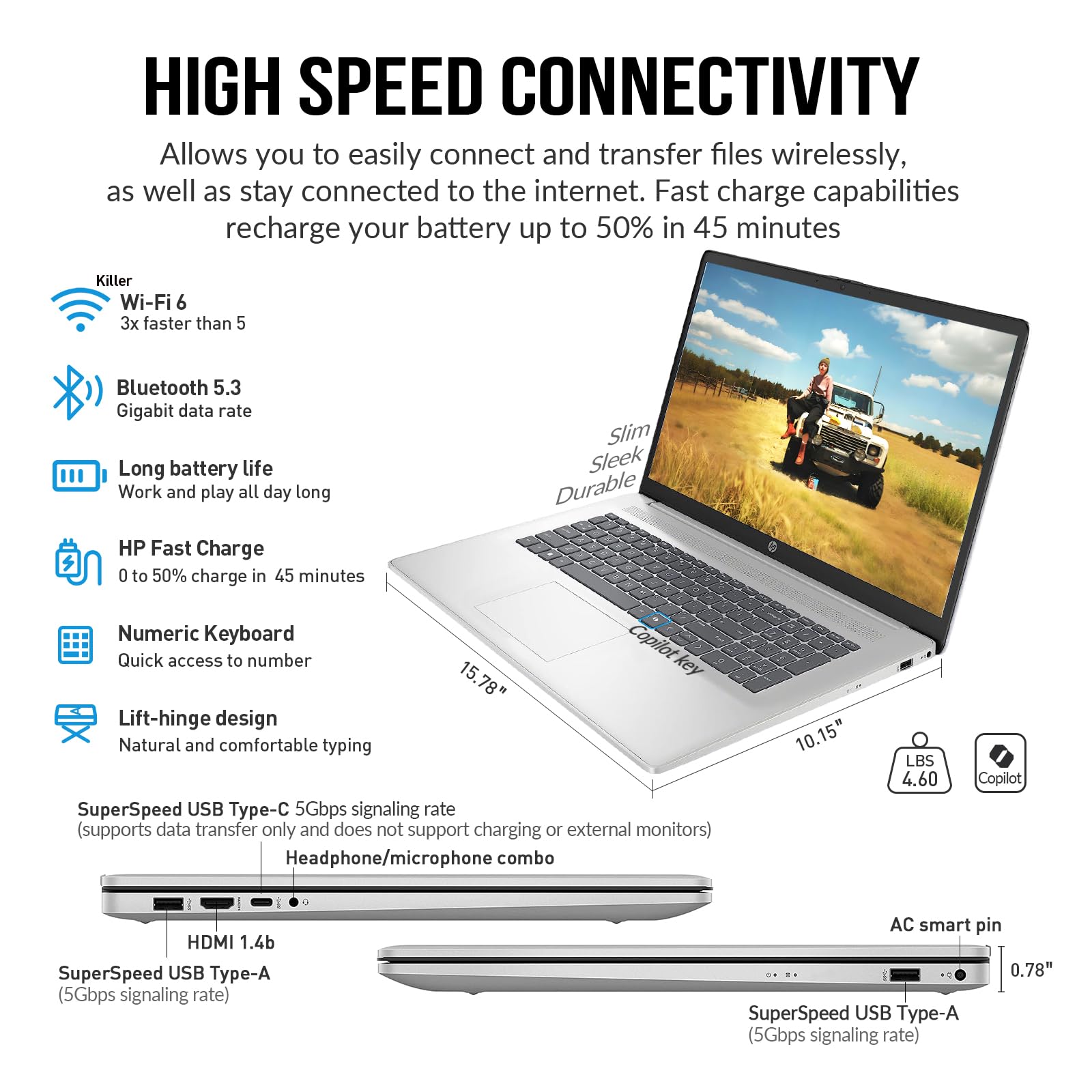 HP Laptops 17 Inch, 17.3" Laptop Computer, HD+ Large Screen, Intel Core i3 (8-Cores), 32GB RAM 1TB SSD, Windows 11 Pro, Number Pad, Wi-Fi 6, USB-C