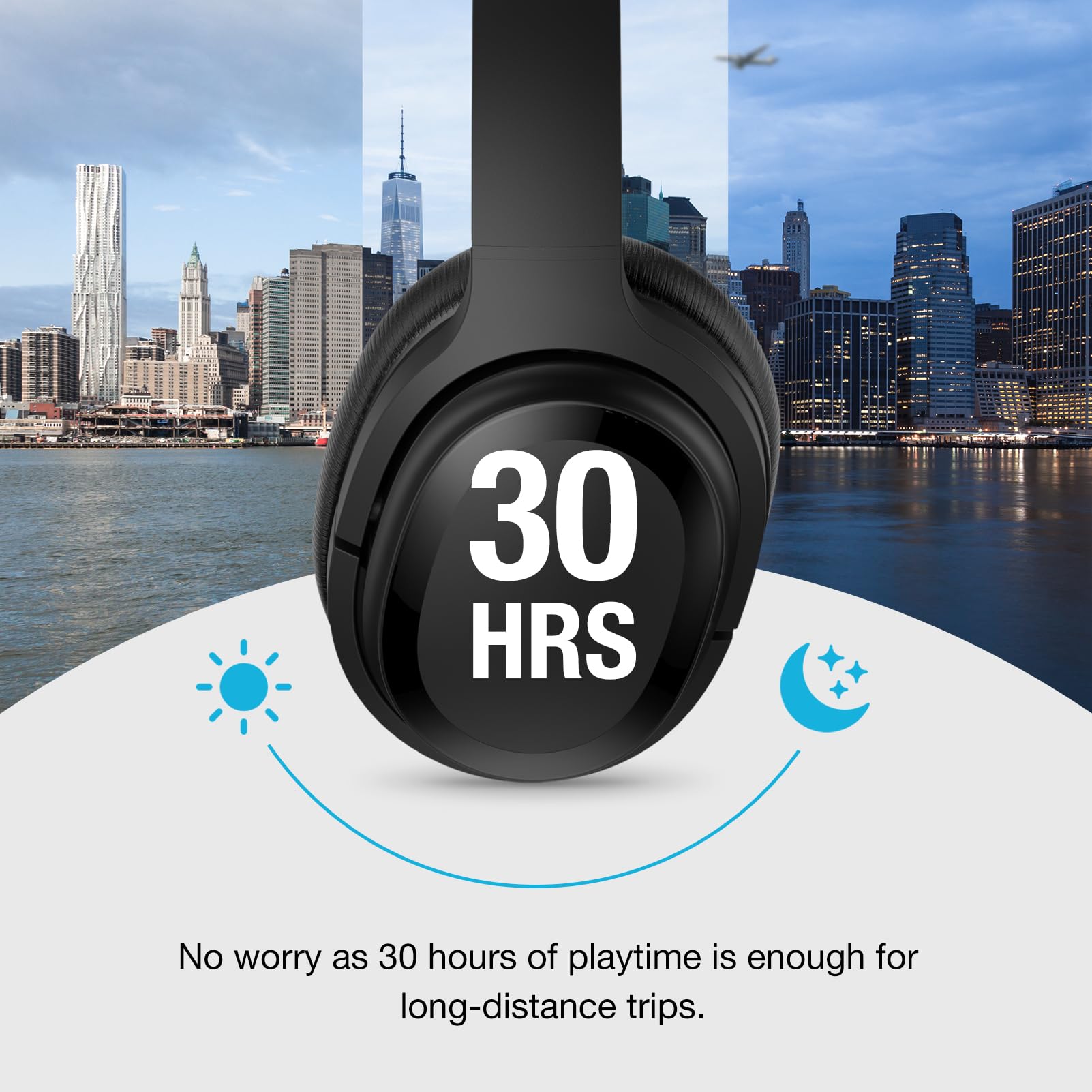 tapaxis Hybrid Active Noise Canceling Headphones Wireless Bluetooth Over ear Headphones with Hi-Fi Audio, Deep Bass, Comfortable Ear Cups 30 Playtime for Travel, Home Office, Titanium Black