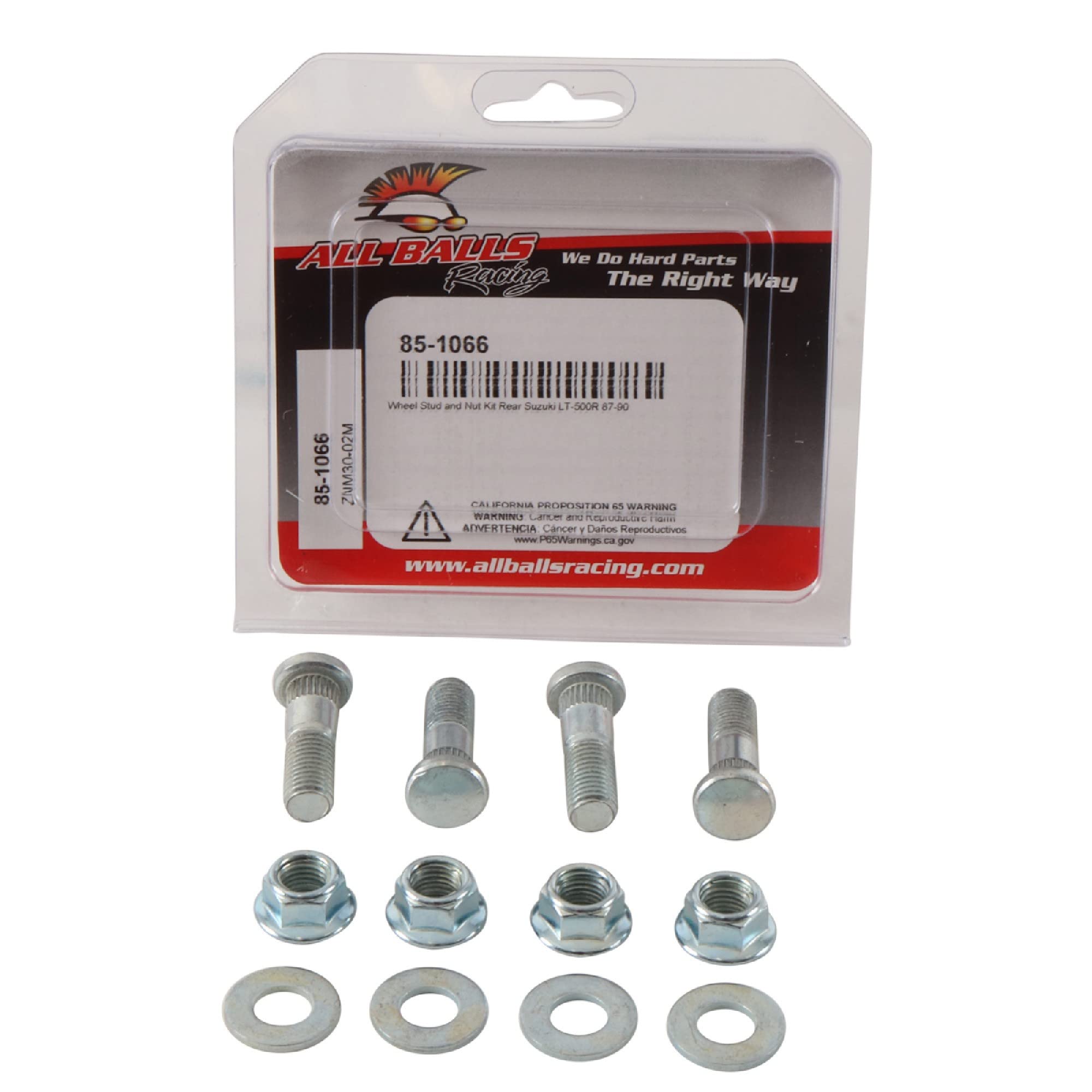 All Balls Racing 85-1066 Wheel Stud and Nut Kit Compatible with/Replacement For Suzuki LT 500 R 1987-1990