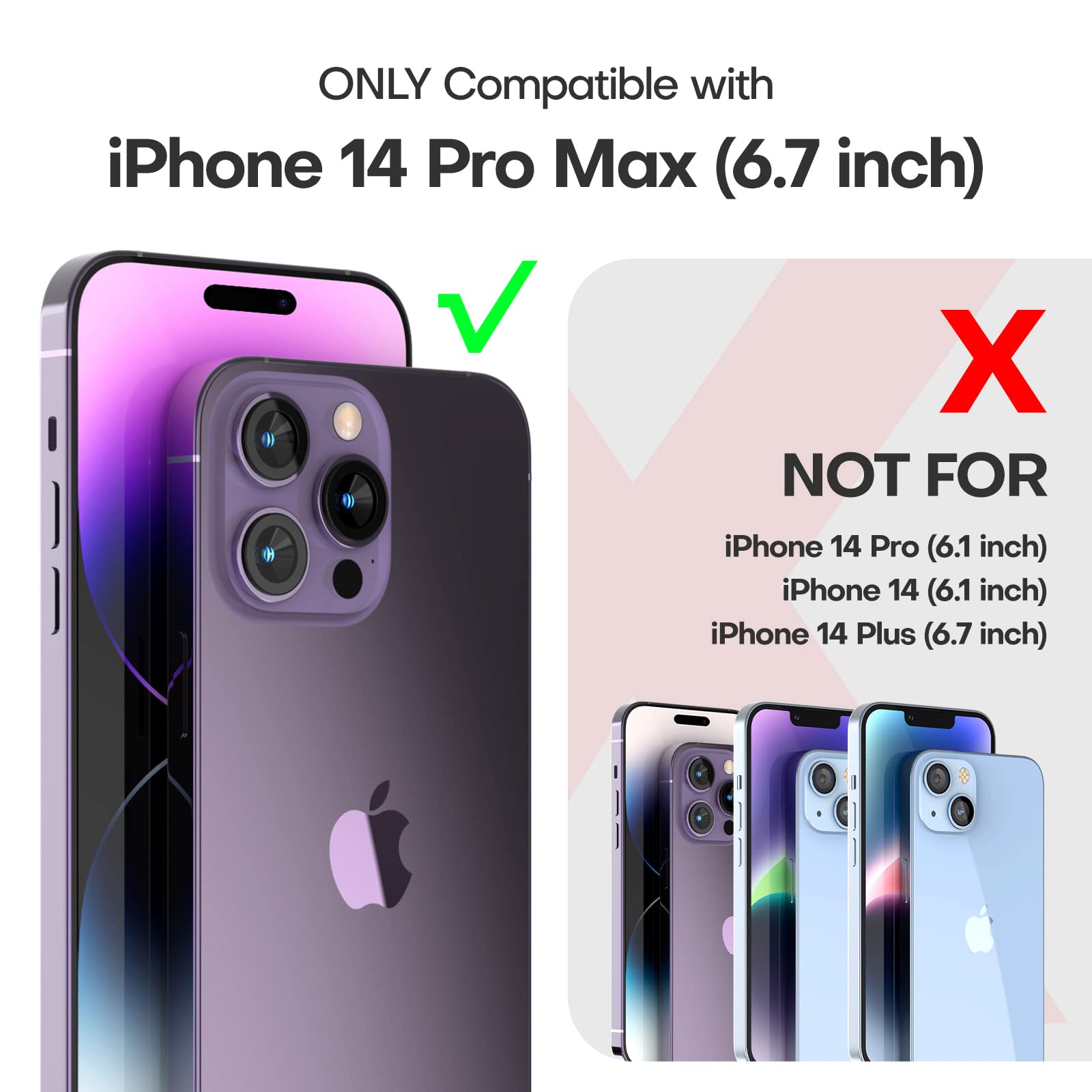 TAURI 5 in 1 for iPhone 14 Pro Max Case Clear, [Not Yellowing] with 2X Screen Protectors + 2X Camera Lens Protectors, [Military Grade Drop Protection] Shockproof Case for iPhone 14 Pro Max 6.7 Inch