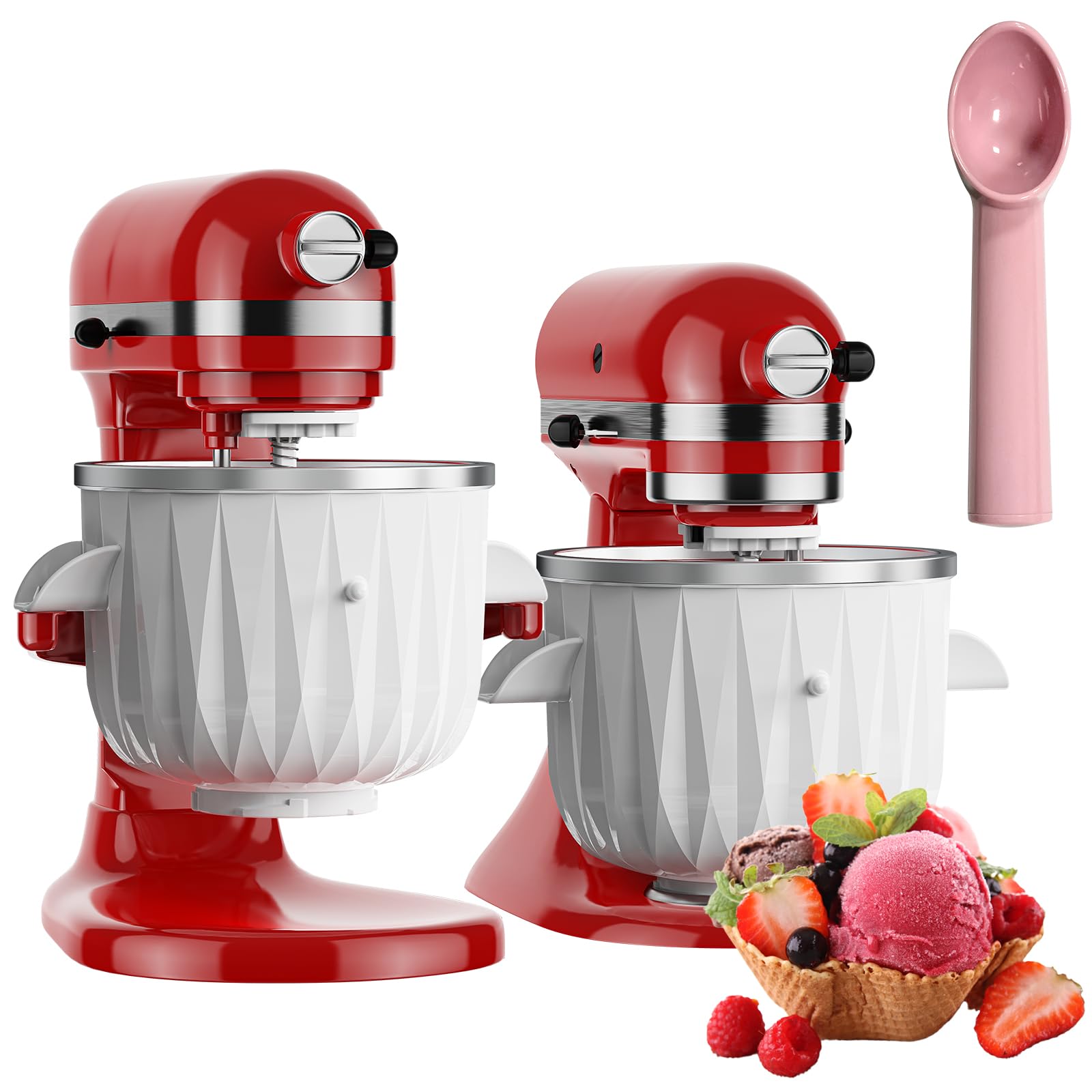 Hozodo Ice Cream Attachment for Kitchenaid, 2 Quart Frozen Ice Cream & Sorbet Gelato Maker for Kitchenaid Ice Cream Maker Attachment, Compatible 4.5 Qt and Larger Stand Mixers with Ice Cream Scoop