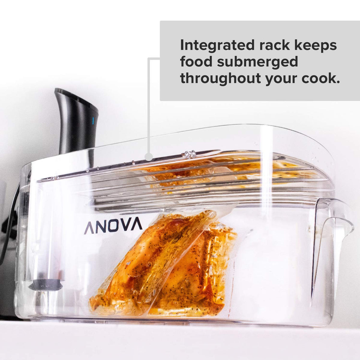Anova Culinary ANTC01 Sous Vide Cooker Cooking container, Holds Up to 16L of Water, With Removable Lid and Rack