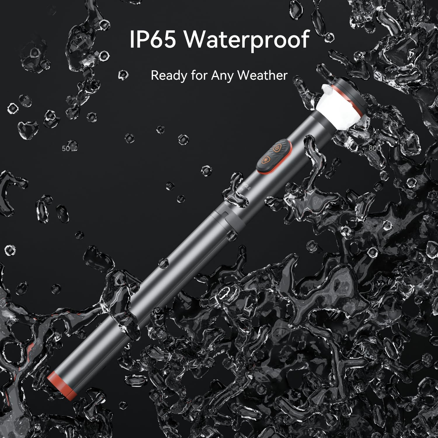 TEVOLE Camping Light Telescopic & Collapsible: 800 Lumens IP65 Waterproof Smart Remote Magnetic Base USB Rechargeable Battery Adjustable Height for Outdoor Adventure Hiking Emergency Lighting