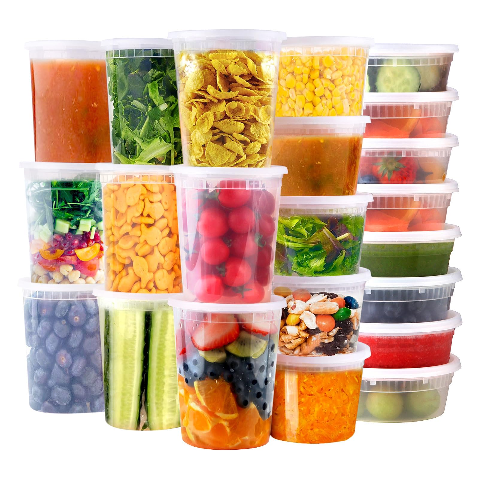 vivigu Deli Containers with Lids 48 Sets [8,16, 32 oz 16 Each ] - Food Storage Containers with Lids Freezer Safe, Soup Containers for Restaurant, BPA Free | Portion Control | Leakproof | Microwave