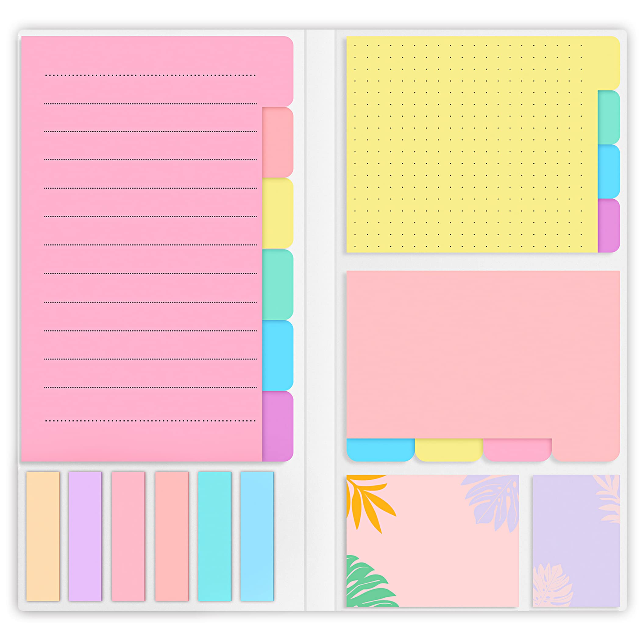 Sticky Notes Set, Post Self-Stick Notes Pads for Journaling Notebook Planner Study, Office Supplies College Essentials Back to School Supplies for High School Students Teen Girl Gifts Preppy