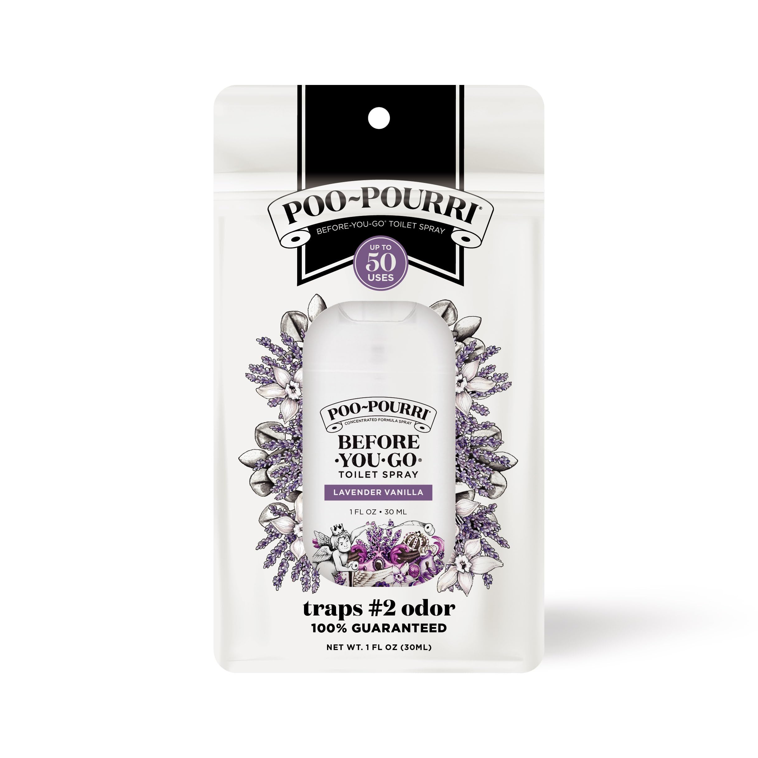 Poo-Pourri Before-You-Go Toilet Spray, Lavender Vanilla, 1 Fl Oz Pocket Travel Size - Lavender, Vanilla and Citrus