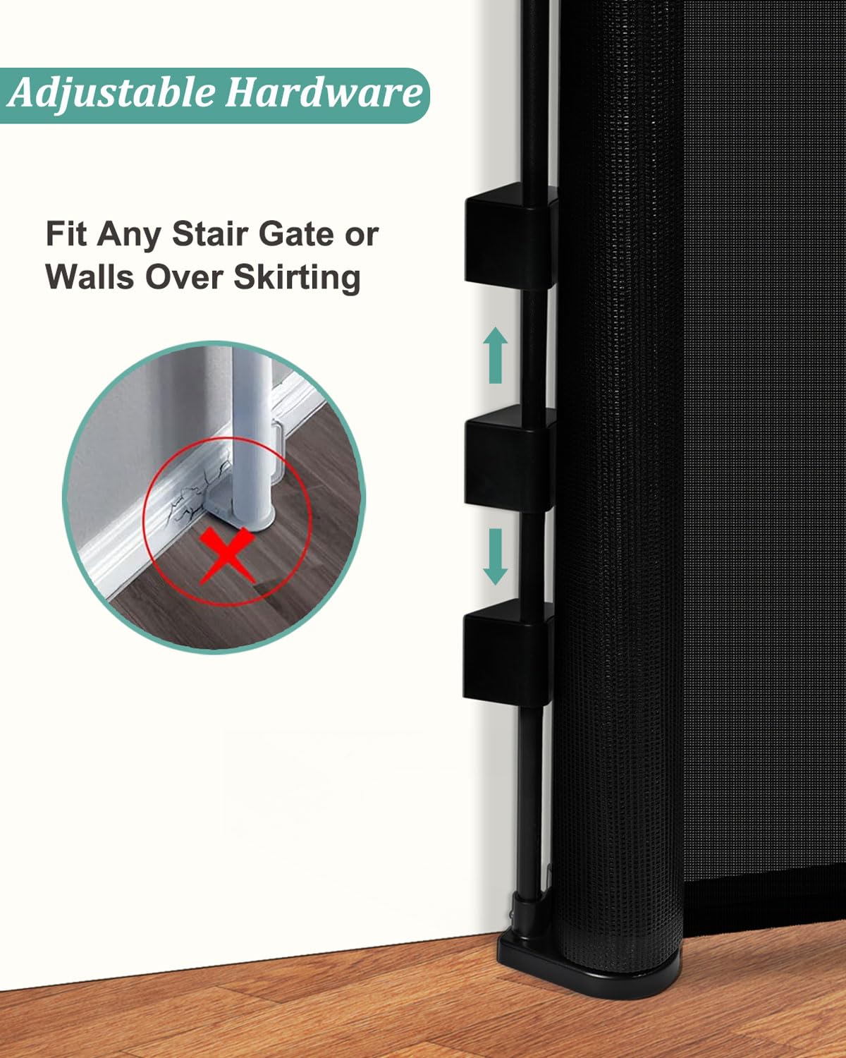 Upgrade 71" Retractable Baby Gates with Reinforced Strip Design to Prevent Crawling Through, 34" Tall Retractable Gate for Baby and Pet, 6 FT Baby Gates for Stairs, Doorways, Hallways