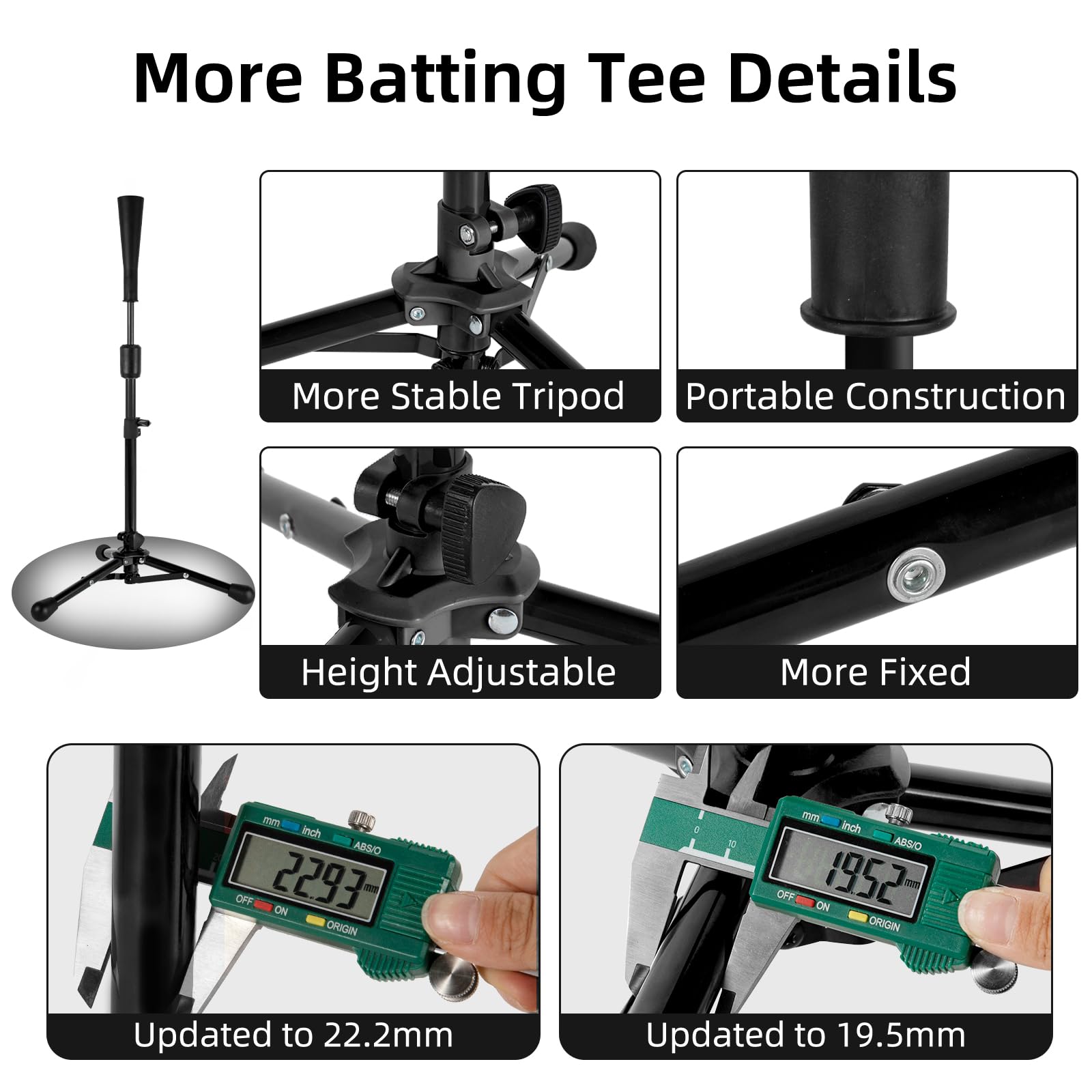 23.5 to 39.76 Inches Baseball Tee for Kids, Batting Tees for Baseball with Carry Bag, Portable Stable Tanner Tee, Baseball Training Equipment Aged 5-12, Softball Tee for Batting and Hitting (Black)