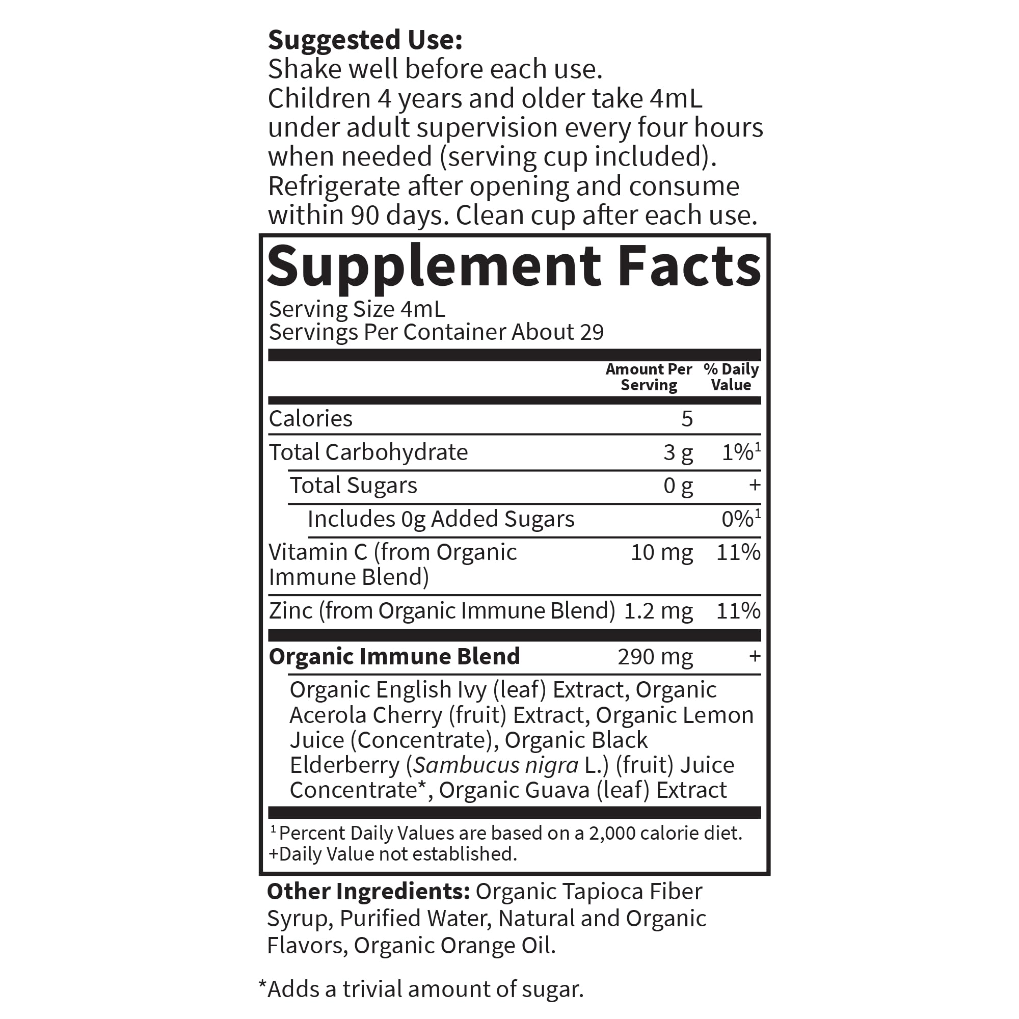Garden of Life Organics Elderberry & Zinc for Children's Immune Support, Kids Cough & Mucus Immune Syrup with Ivy Leaf, Vitamin C and Echinacea, Alcohol-Free, No Added Sugars, 3.92 fl oz