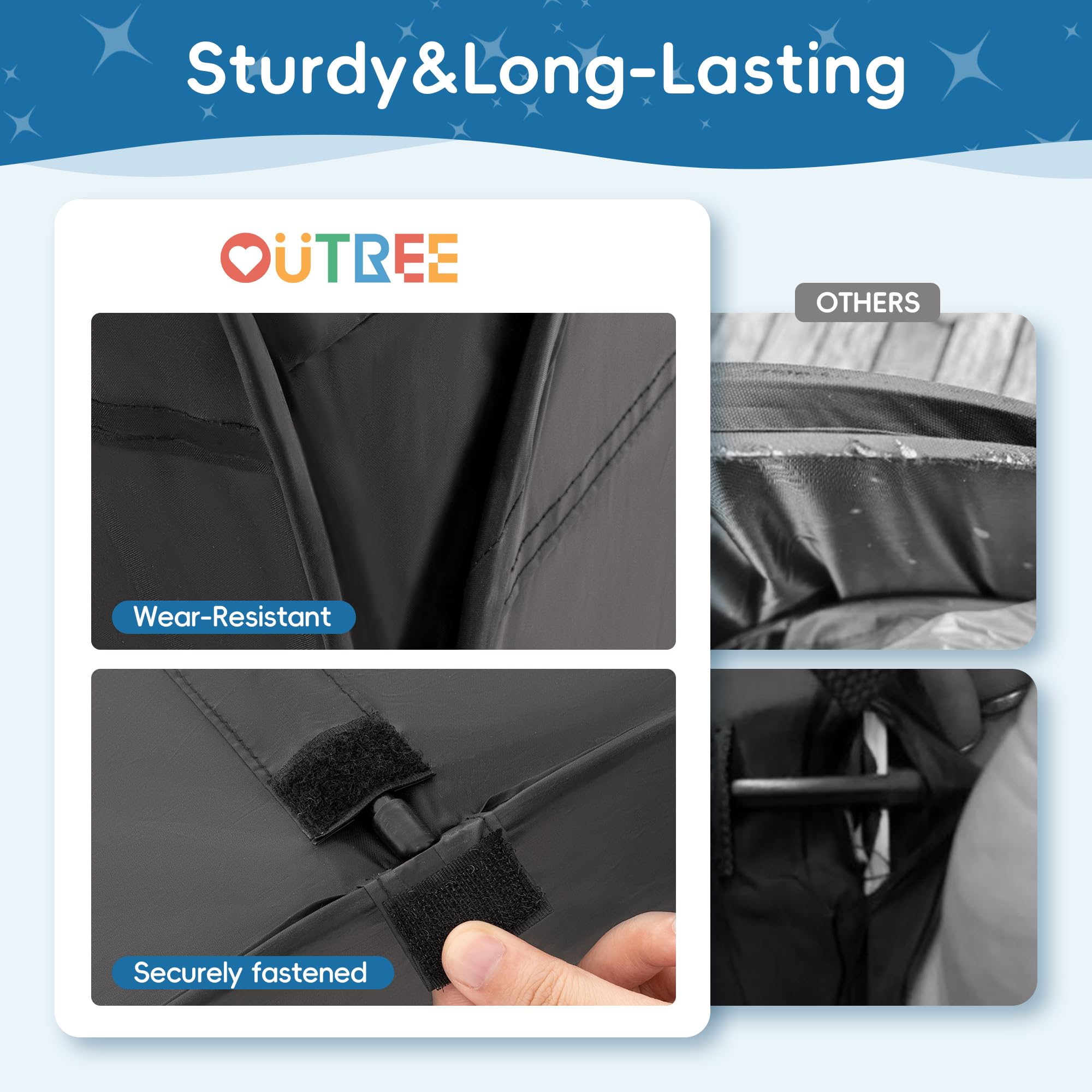 OUTREE Sensory Tent 47 * 47 * 47 in, Black Print, Sensory Room for Kids with Autism, Pop Up Play Tent