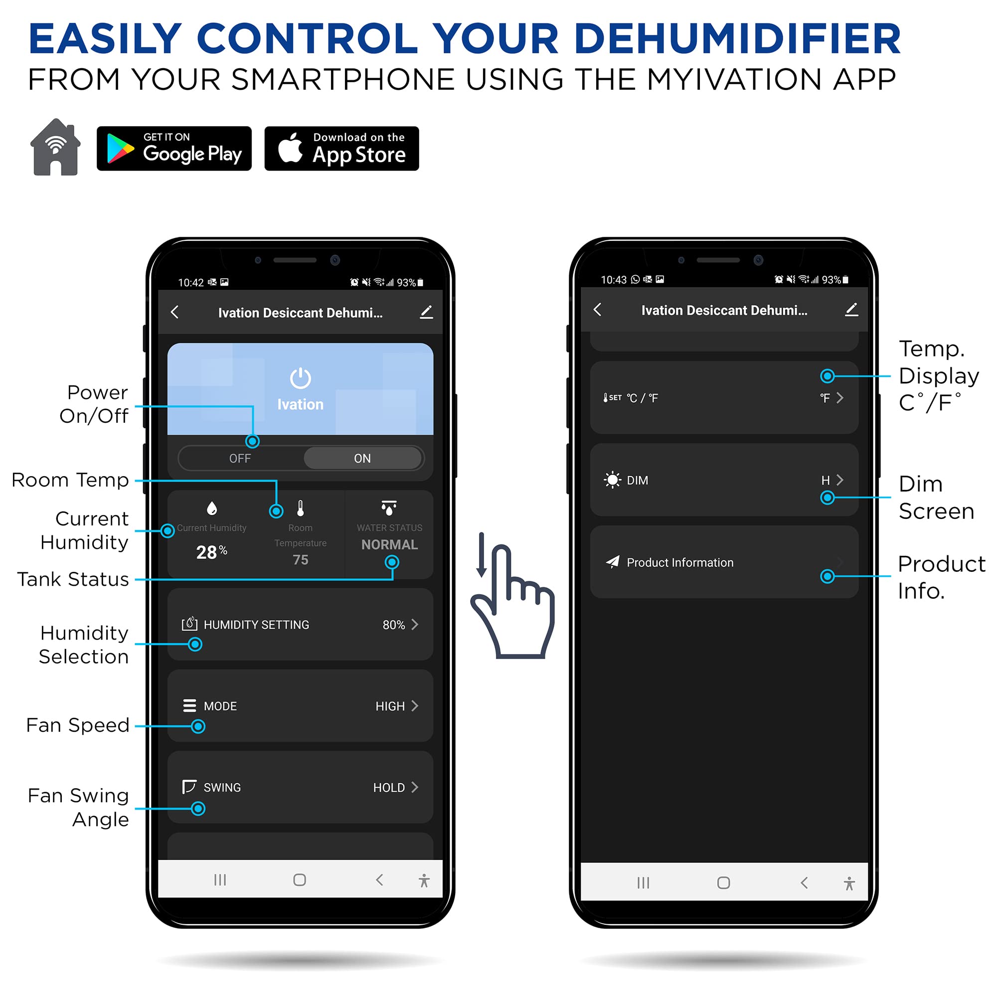 Ivation Smart WIFI Dehumidifier, Compact 19-Pint Desiccant Home Dehumidifier with Drain Hose & Smartphone Control | Ideal for Basement, Bathroom, RV, Office, Kitchen & Small Spaces Up to 410 Sq/Ft