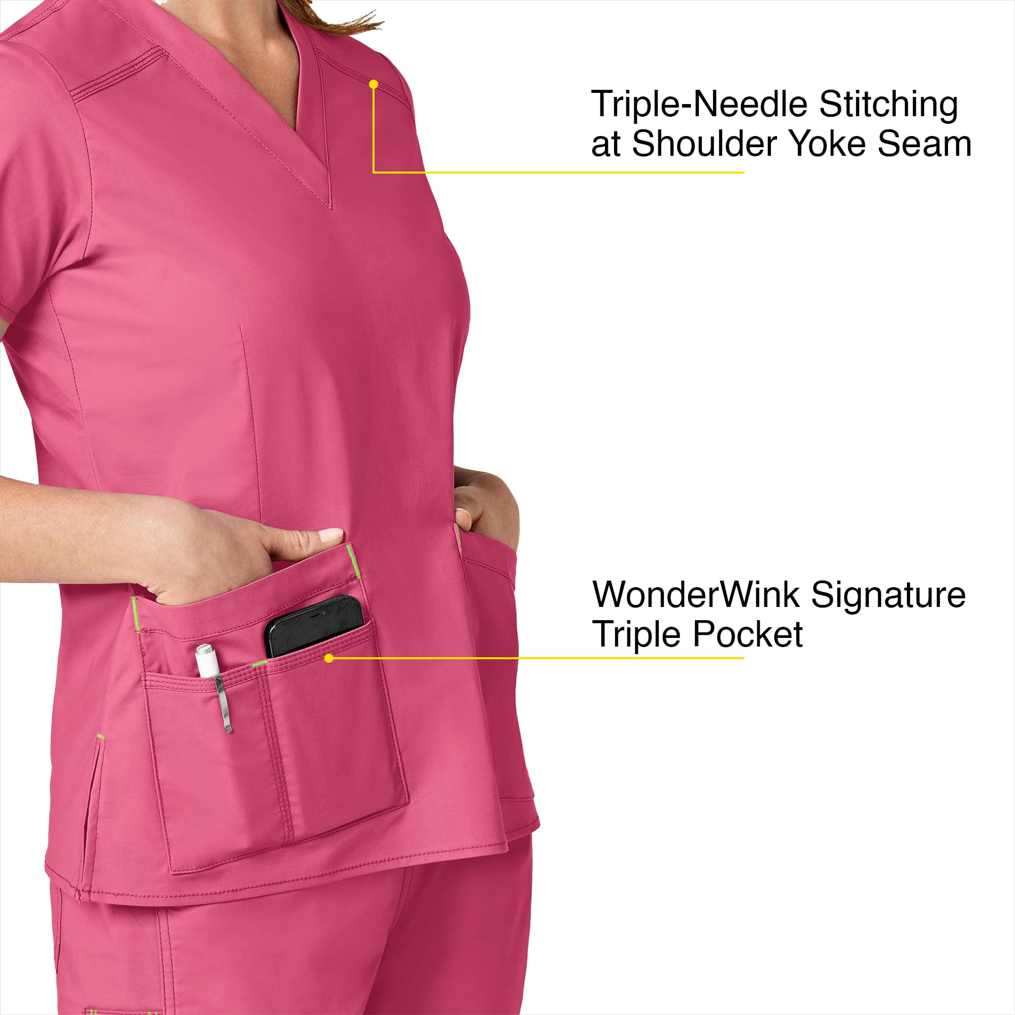 WonderWink Women's Wonderflex Verity Scrub Top, Papaya, Large