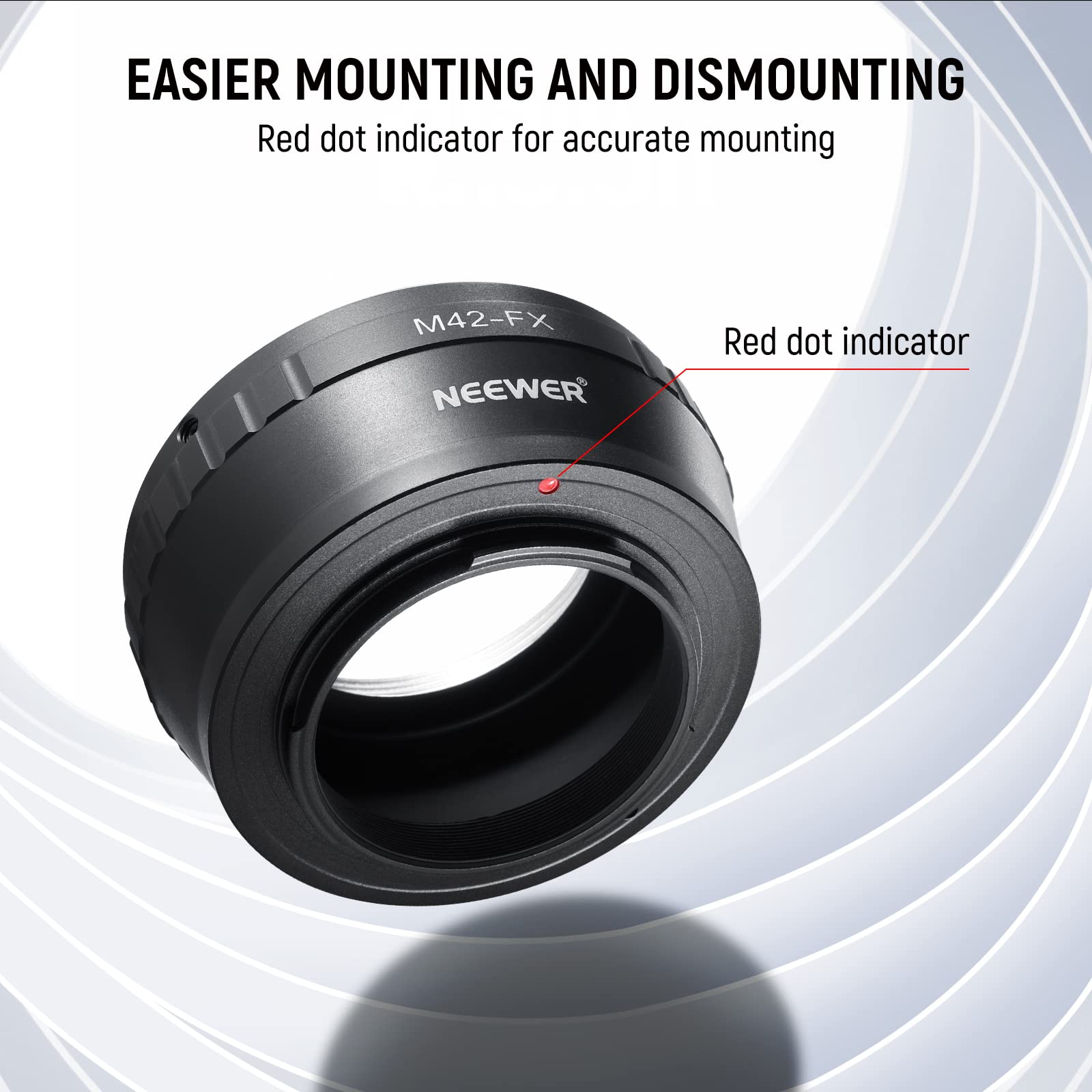 NEEWER M42 to Fuji X Lens Mount Adapter Compatible with M42 Lens to Fujifilm X Series Mirrorless Camera X-T2 X-T3 X-T5 X-T20 X-Pro3 X-Pro2 etc, Matte Black Interior, Manual Focus Only, M42-FX