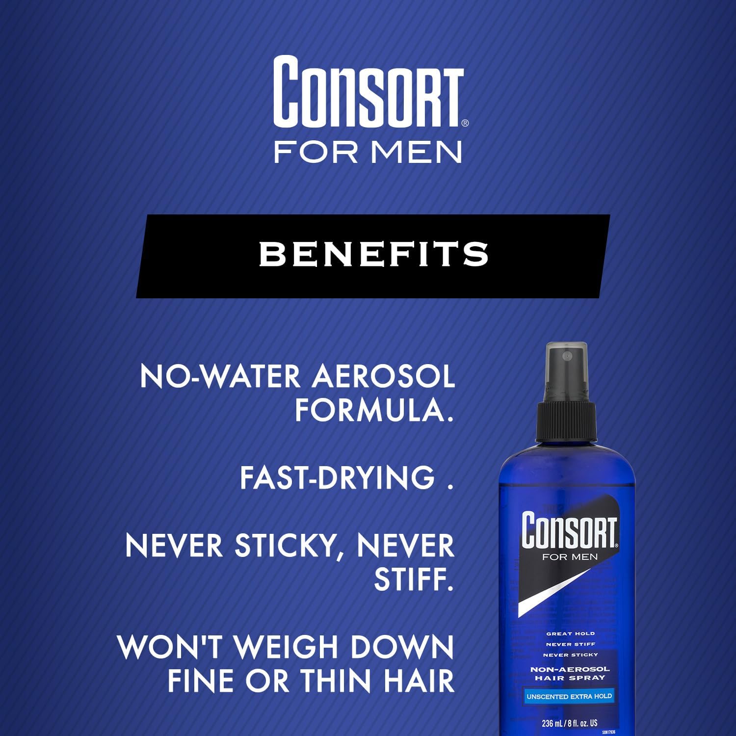 Consort Hair Spray for Men, Extra Hold, Unscented, Non-Aerosol - 8 oz(Pack of 4)