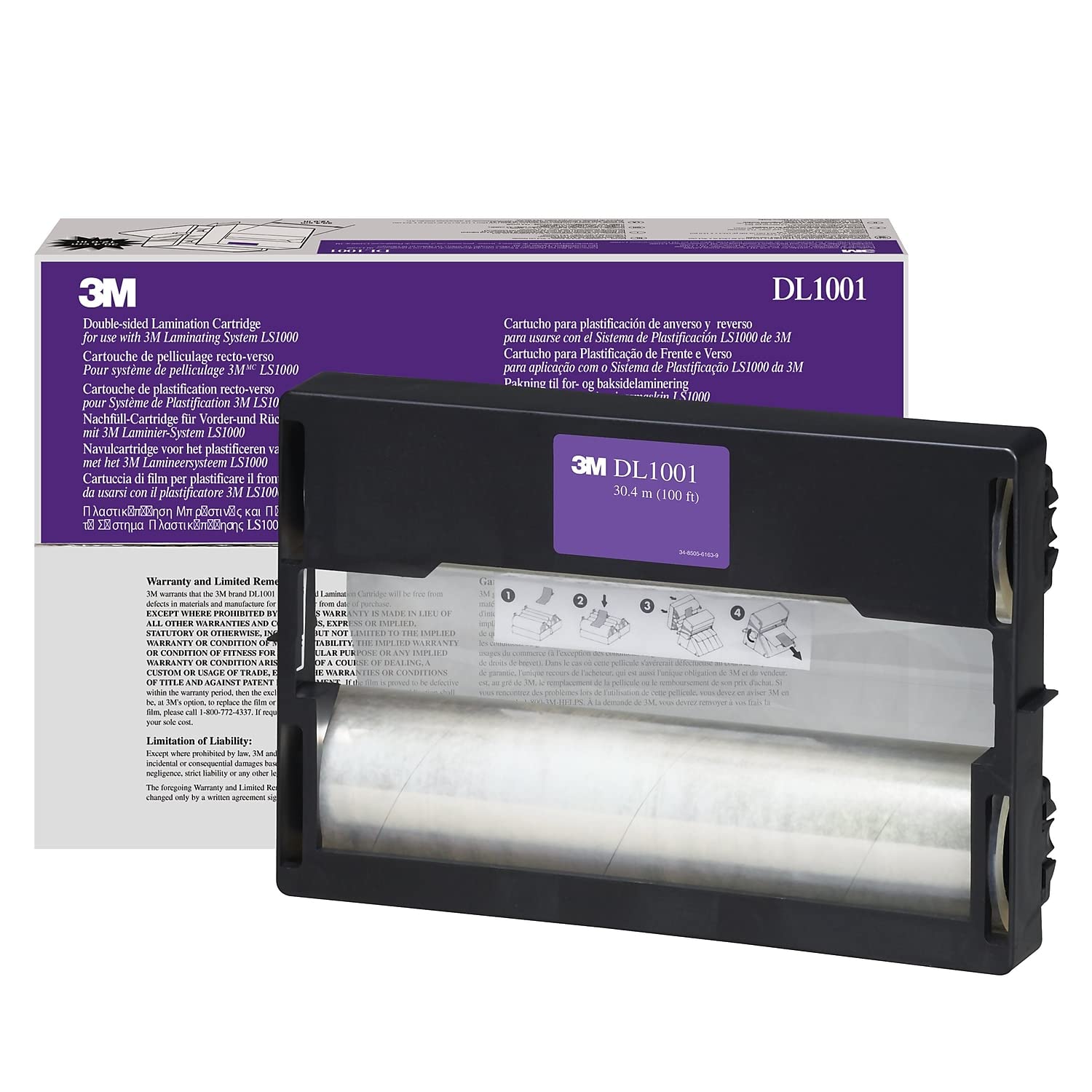 3M Dual Laminate Refill, 12 Inches x 100 Feet Roll, Heat-Free Laminating (DL1001)