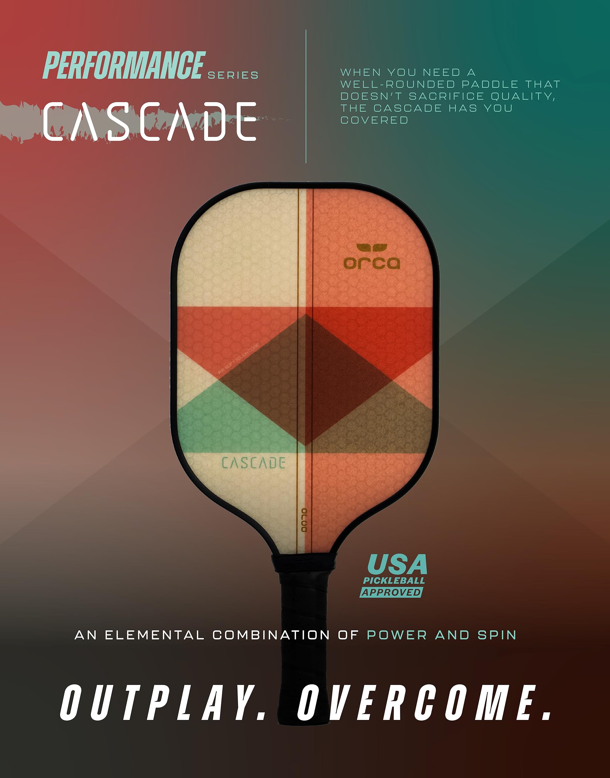 Orca Paddle Co. Cascade Pickleball Paddle Set with Neoprene Cover and carry bag, - Lightweight Racket for Beginners, Intermediate, Advanced Players - Premium Pickle-Ball Equipment and Accessories