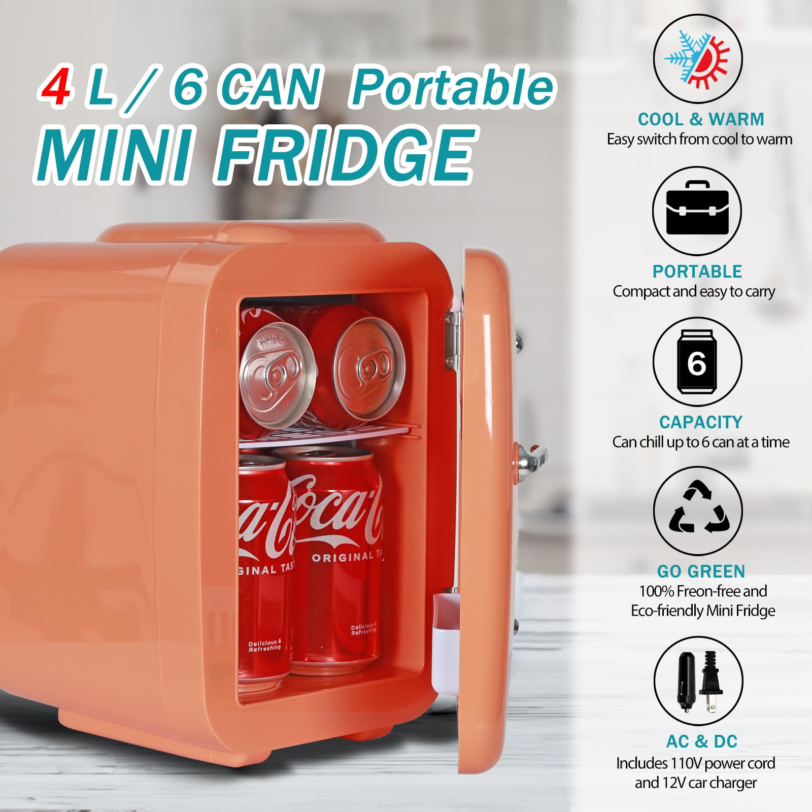 Mini Fridge Portable Thermoelectric 4 Liter Cooler and Warmer for Skincare, Eco Friendly Beauty Fridge For Foods,Medications, Cosmetics, Breast Milk, Medications Home and Travel