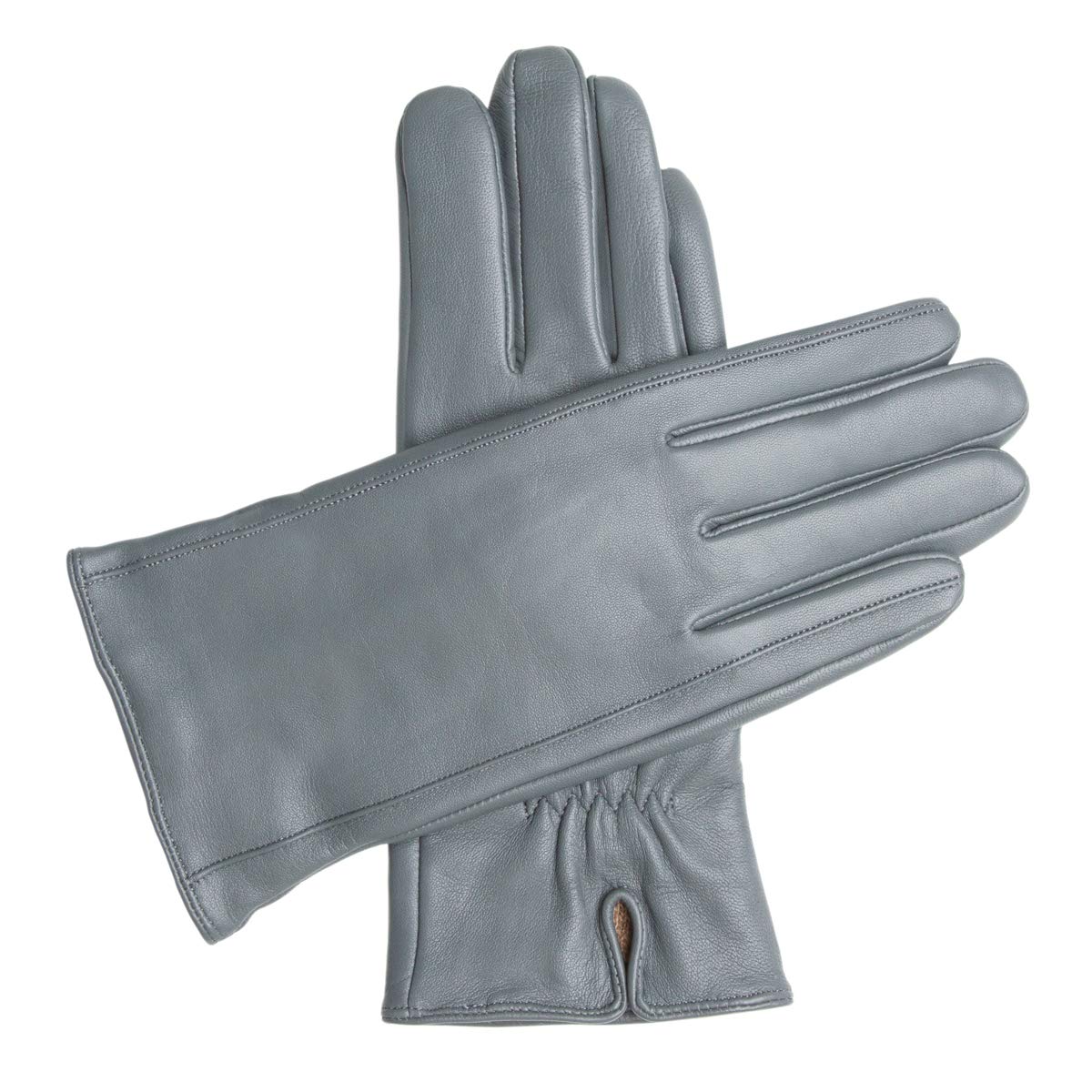 Downholme Classic Leather Cashmere Lined Gloves for Women (Gray, XL)