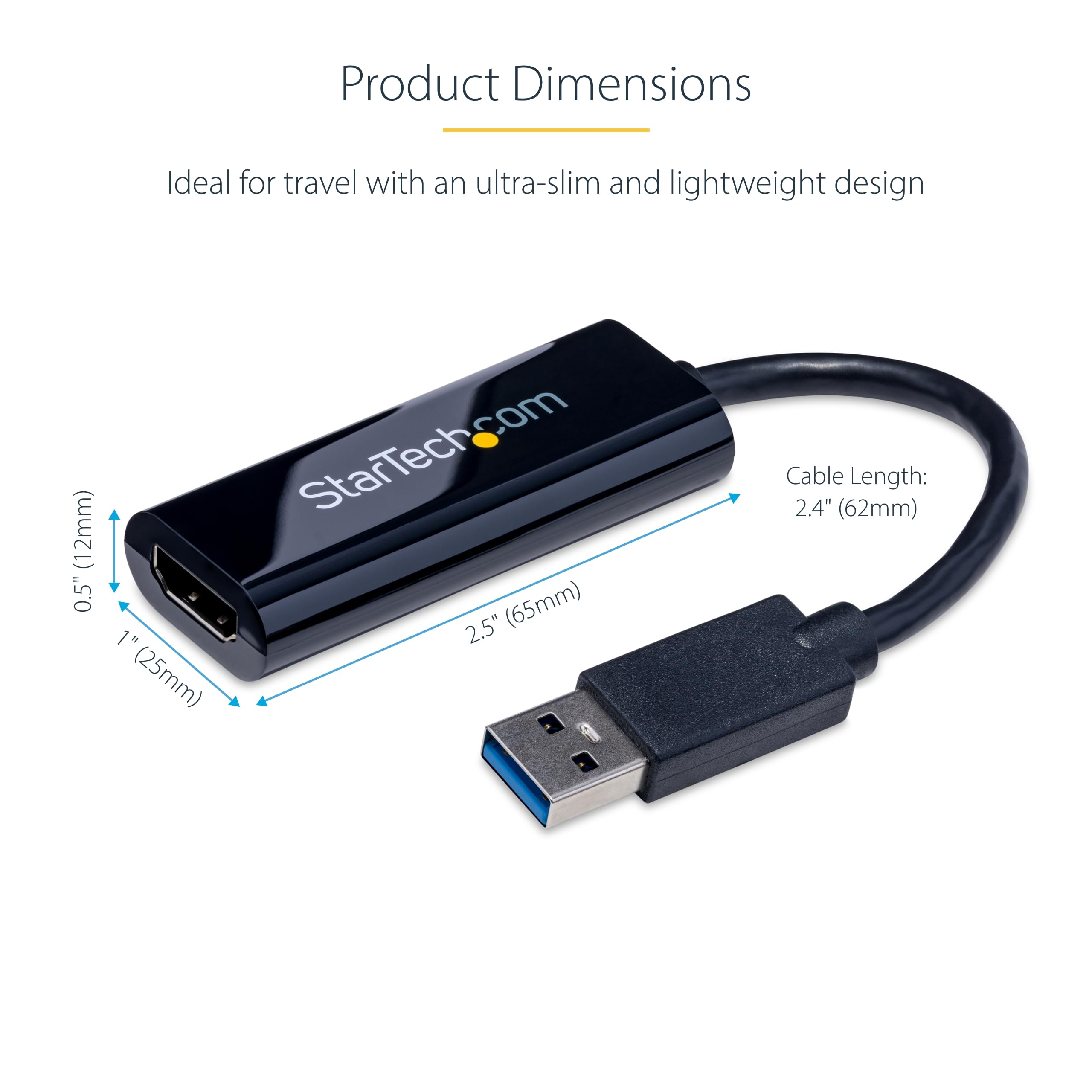 StarTech.com USB 3.0 to HDMI Adapter, USB to HDMI Monitor Converter for Windows, 1080P, TAA (no support for macOS/ChromeOS/Linux)