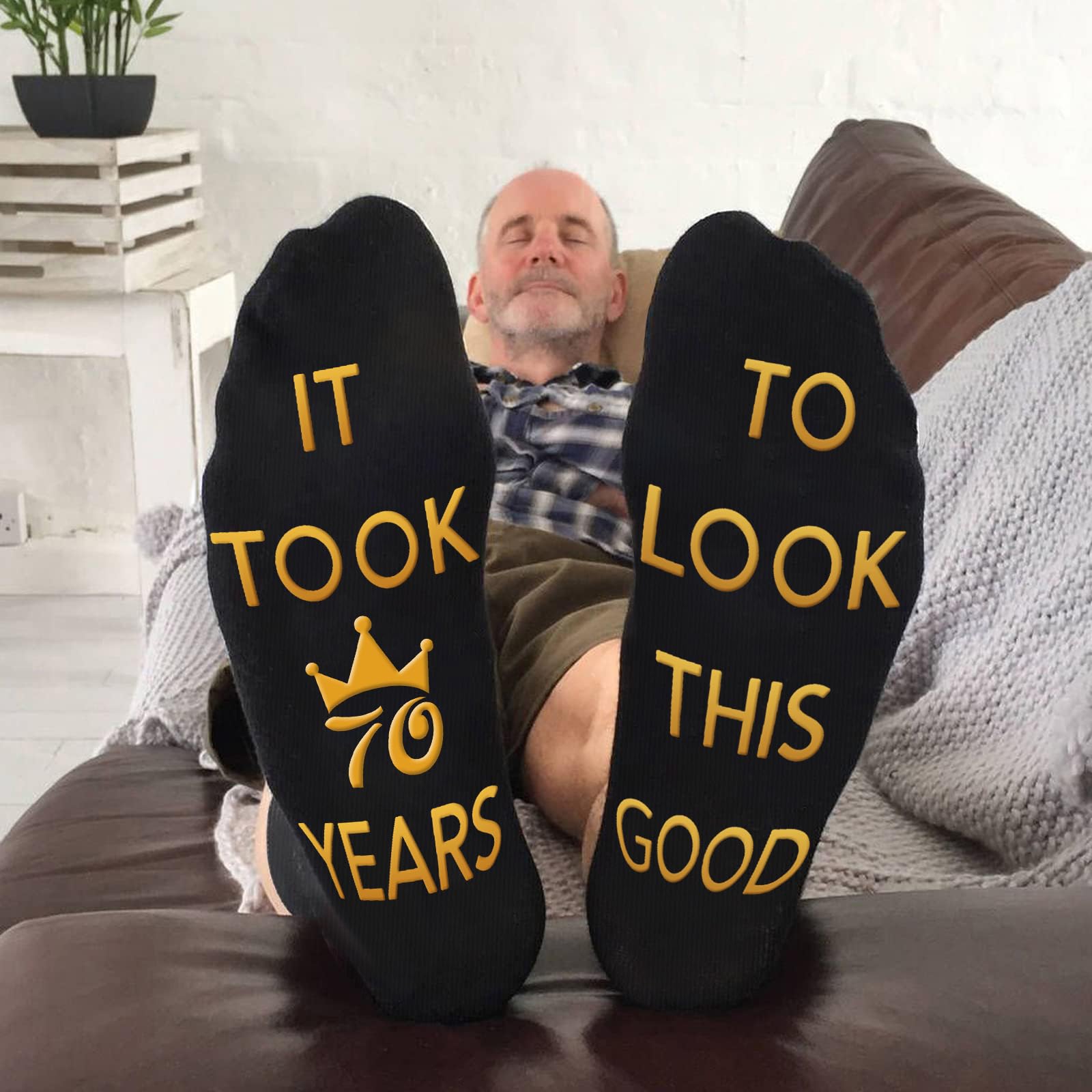 Zicozy 70th Birthday Gifts for Men Stocking Stuffers Christmas Gifts for Men Him Dad Husband Grandpa Mens Funny Socks