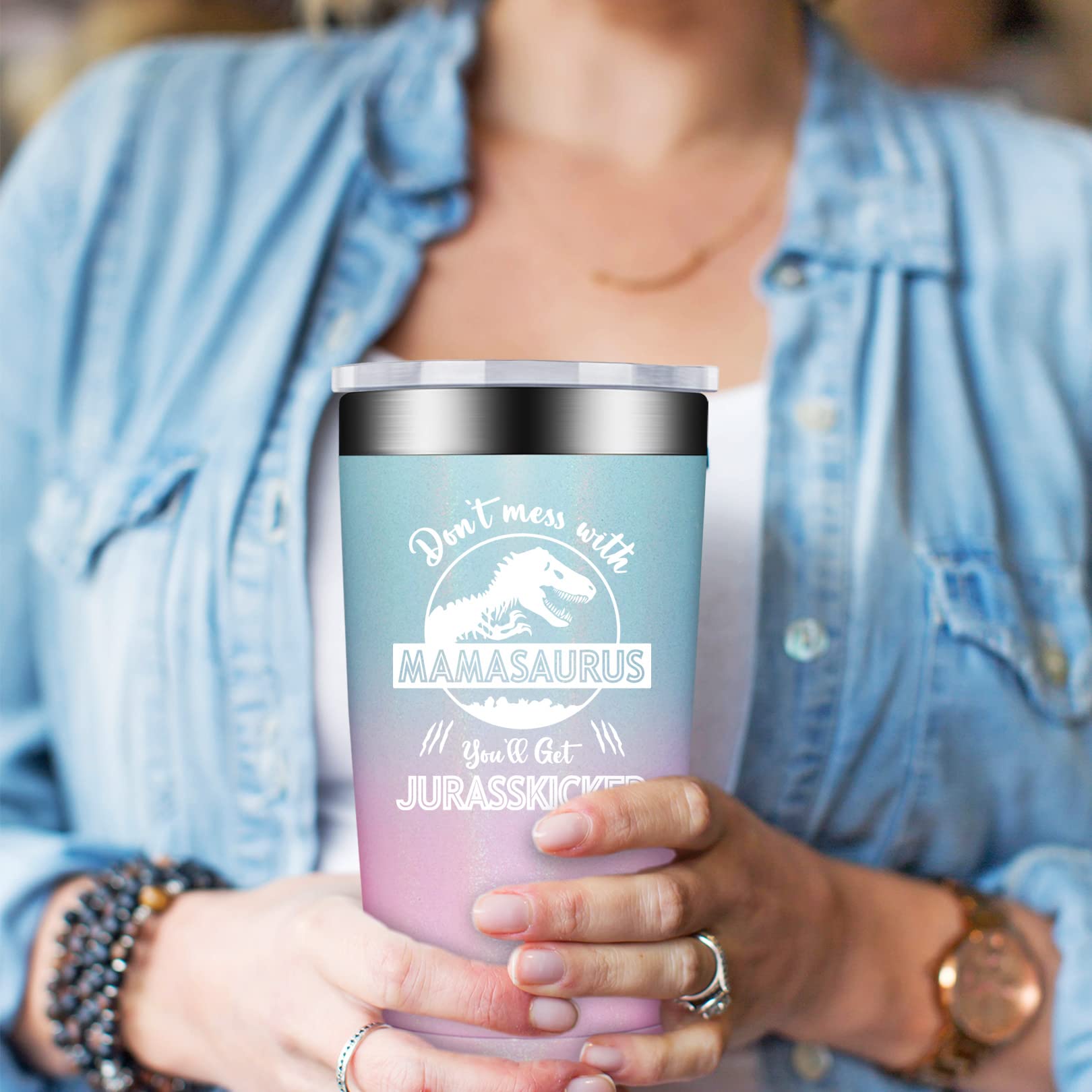 BIRGILT Mothers Day Gifts for Mom - Mom Christmas Gifts from Daughter - Best Gift for Mom Who Has Everything - 20oz Mamasaurus Tumbler