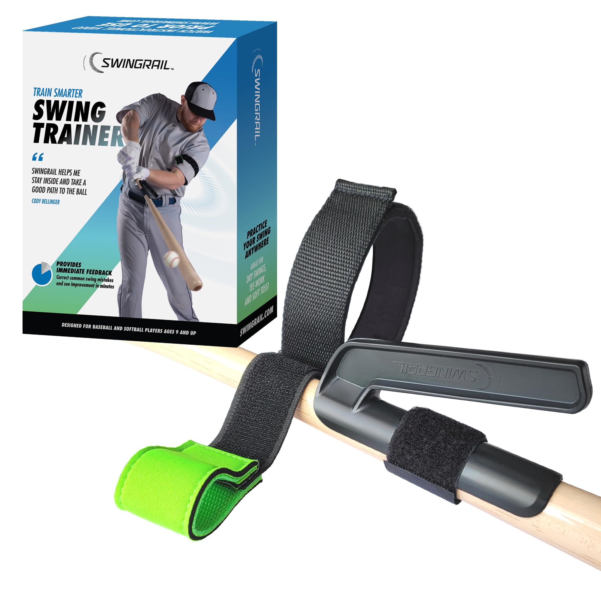 SWINGRAIL Baseball/Softball Swing Trainer Aid - Equipment for Batting and Hitting