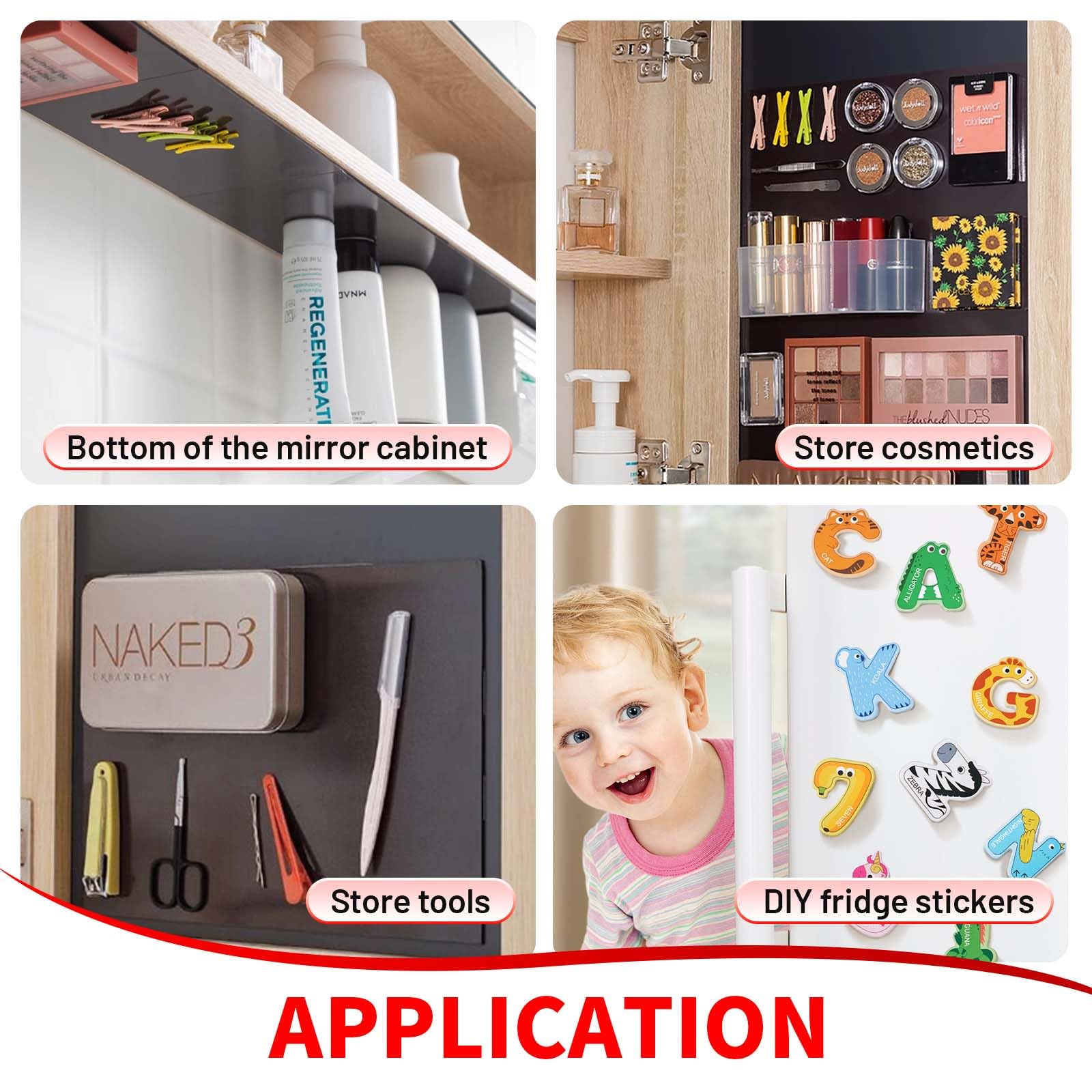 PHIXBEAR Heavy Duty Magnetic Sheets with Adhesive Backing,High Magnetic Strength with 2mm Ultra-Thick Flexible Material, Easy to Cut for DIY, Crafts,Fridge, Storage,Mirror Decoration(8.28" x 11.7")