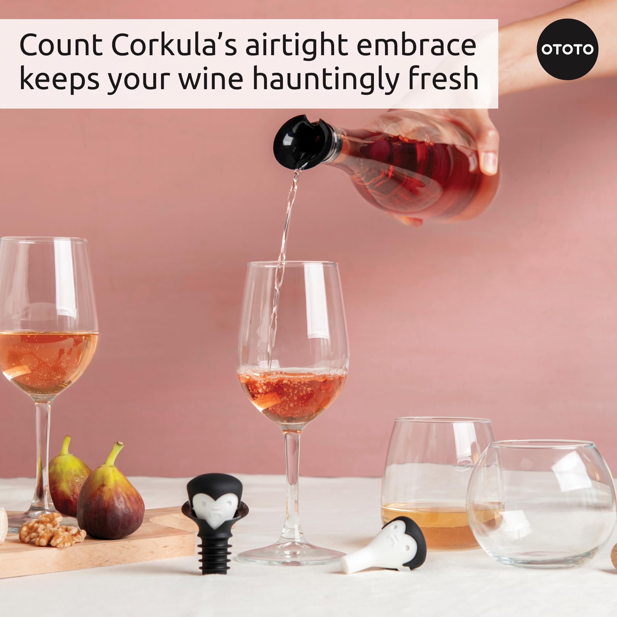 NEW!! Count Corkula by OTOTO - Halloween Gifts for Wine Lovers, Spooky Wine Bottle Stopper, Vampire Wine Accessories, Goth Accessories, Dracula Wine Corks Wine Stoppers Wine Gifts, Fun Kitchen Gadgets