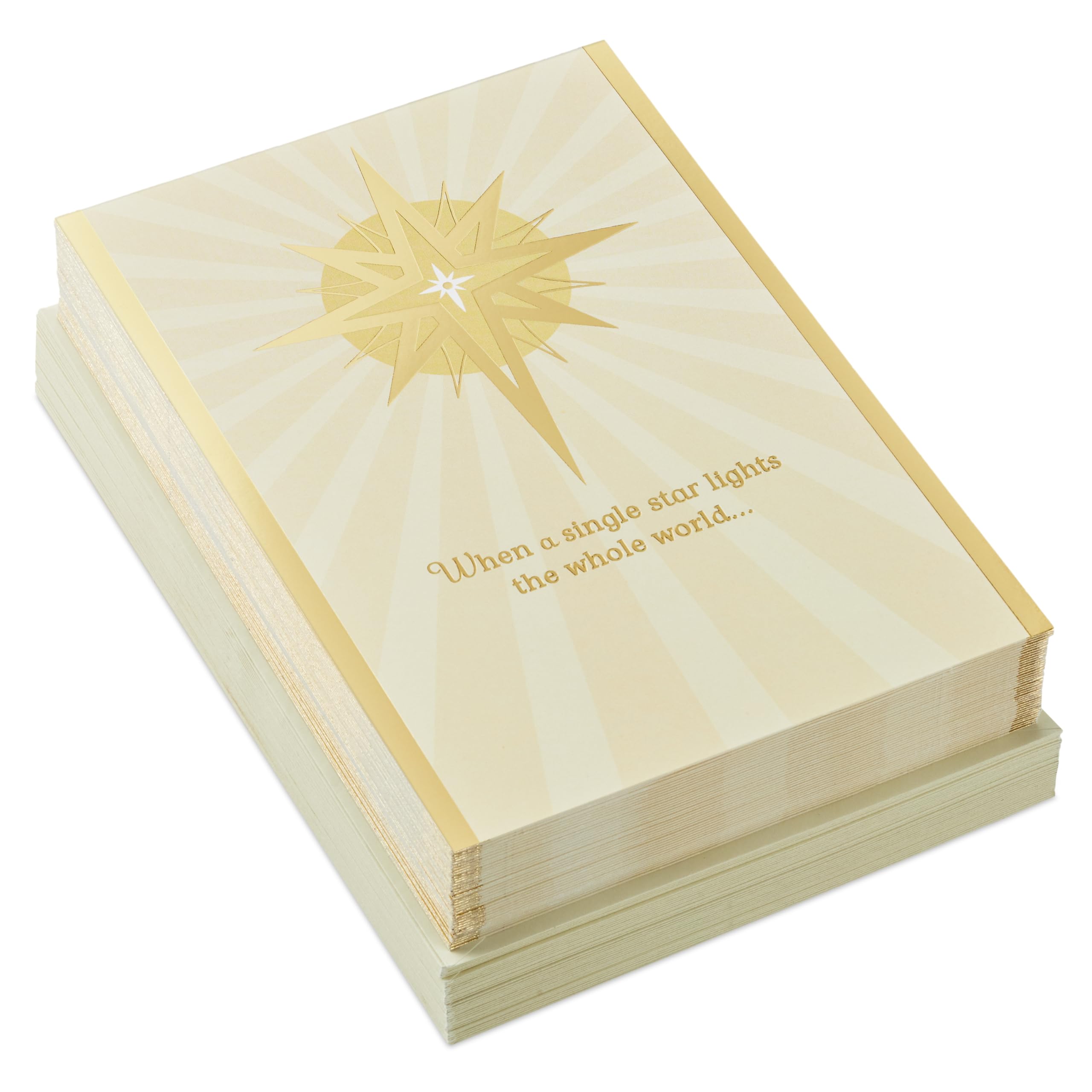 Hallmark Boxed Religious Christmas Cards, Gold Foil Star (40 Cards and 40 Envelopes) Holy Season Blessings