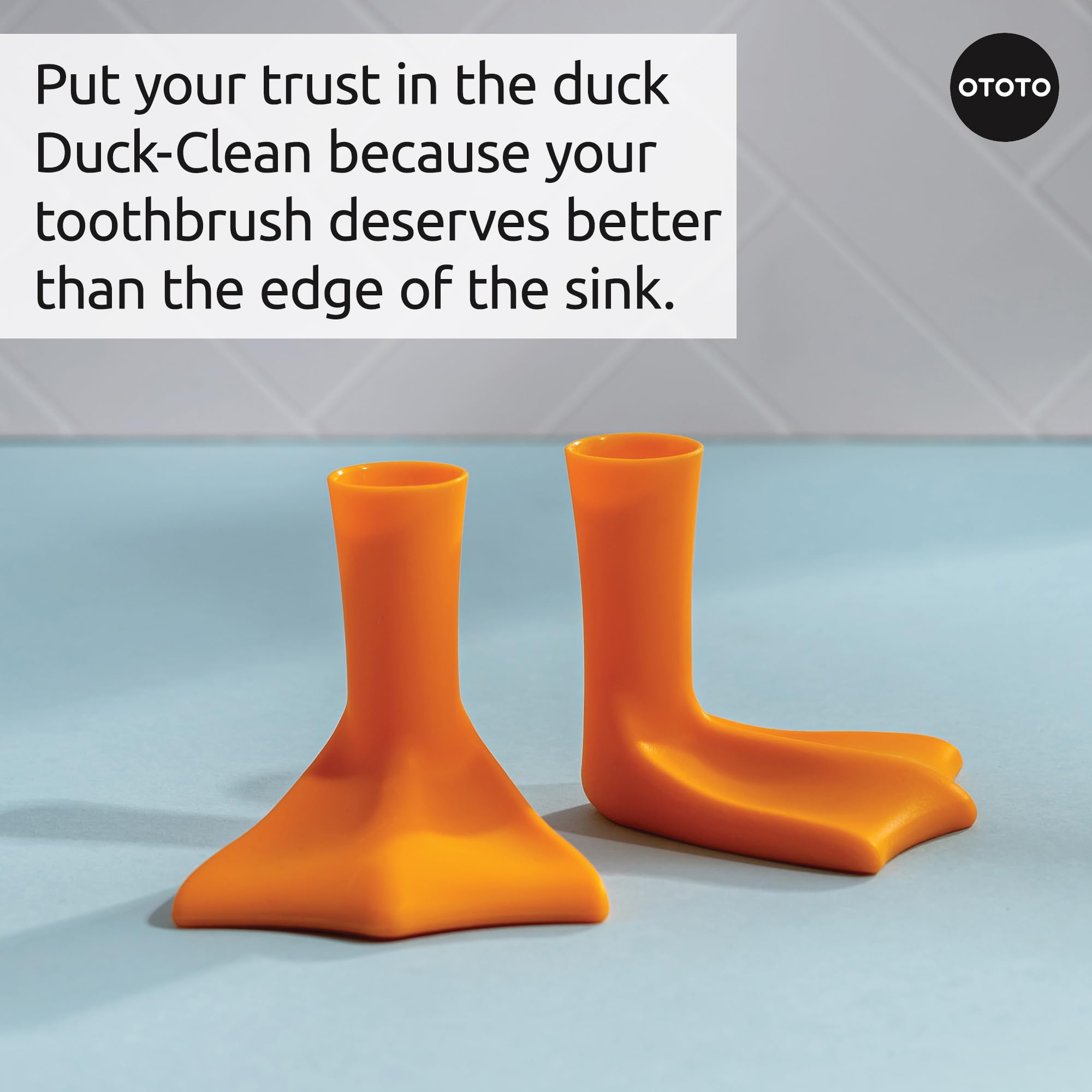 OTOTO Duck-Clean Toothbrush Holder 2pk - Duck Leg Bathroom Organizer, Funny White Elephant Gifts for Adults - Makeup Brush Holder & Hygiene Accessory