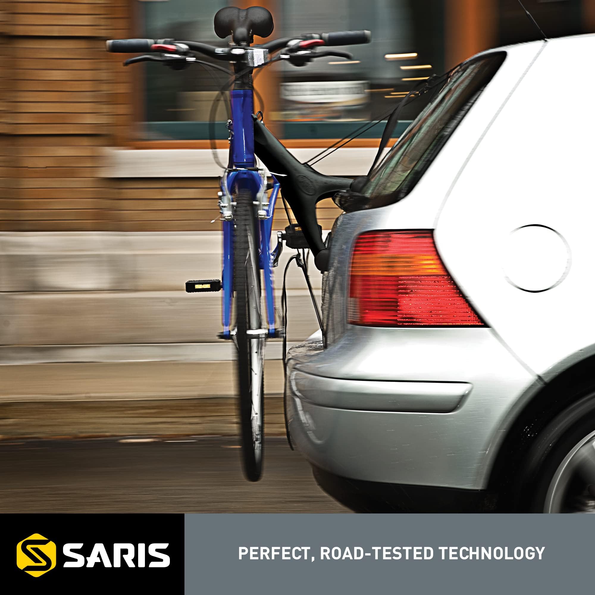 Saris Solo 1-Bike Trunk Rack - Zero Adjustments, Easy Install, 100% Recyclable Plastic Frame and Non-Rusting Material, Compact Solo Trunk Mounted Bicycle Rack