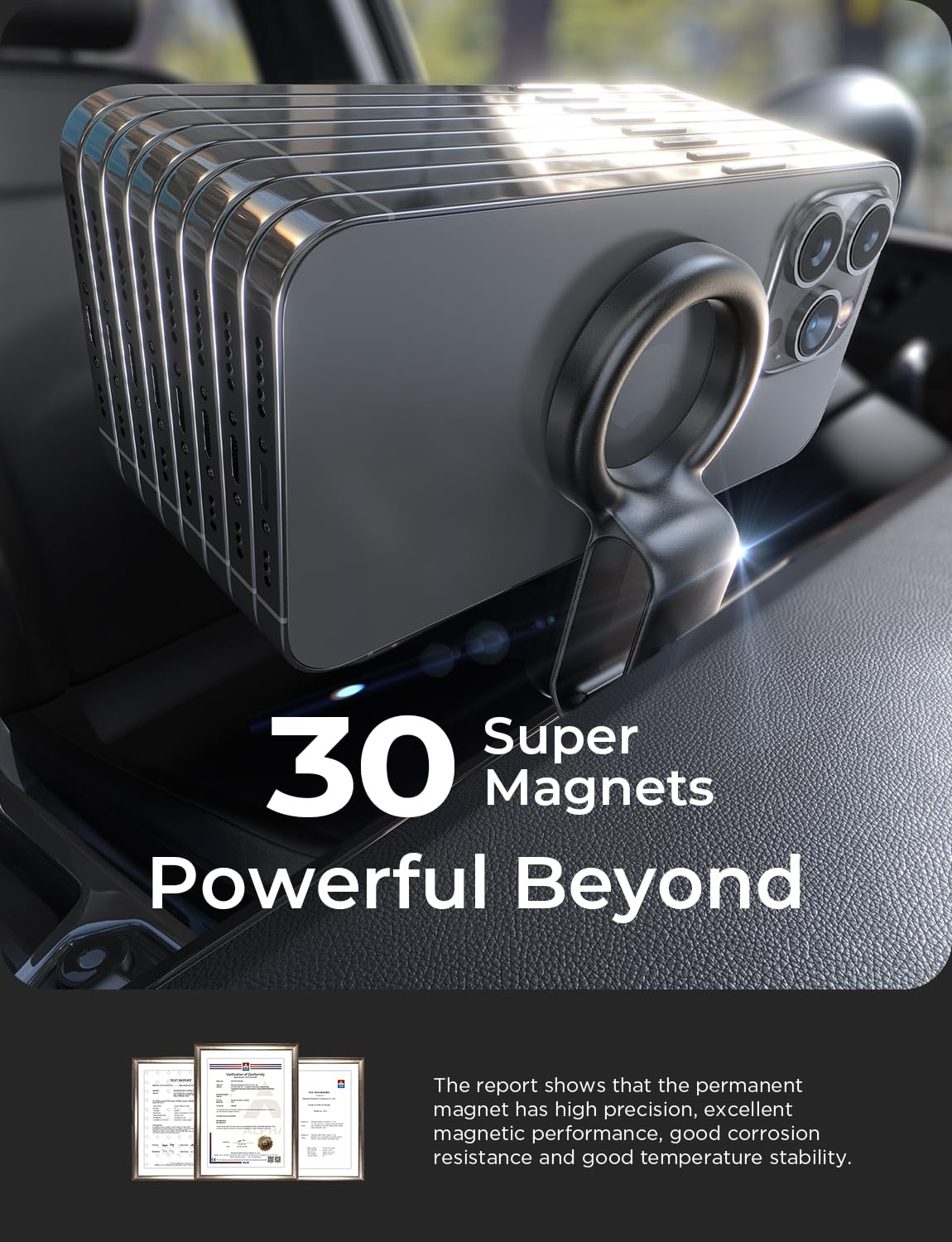 LISEN Fits iPhone 16 15 MagSafe Car Mount - [30 Super Magnets] Magnetic Car Phone Mount, Air Vent Cell Phone Holder, Automobile Car Phone Hold for iPhone 16 15 14 13 12 Pro Max Plus