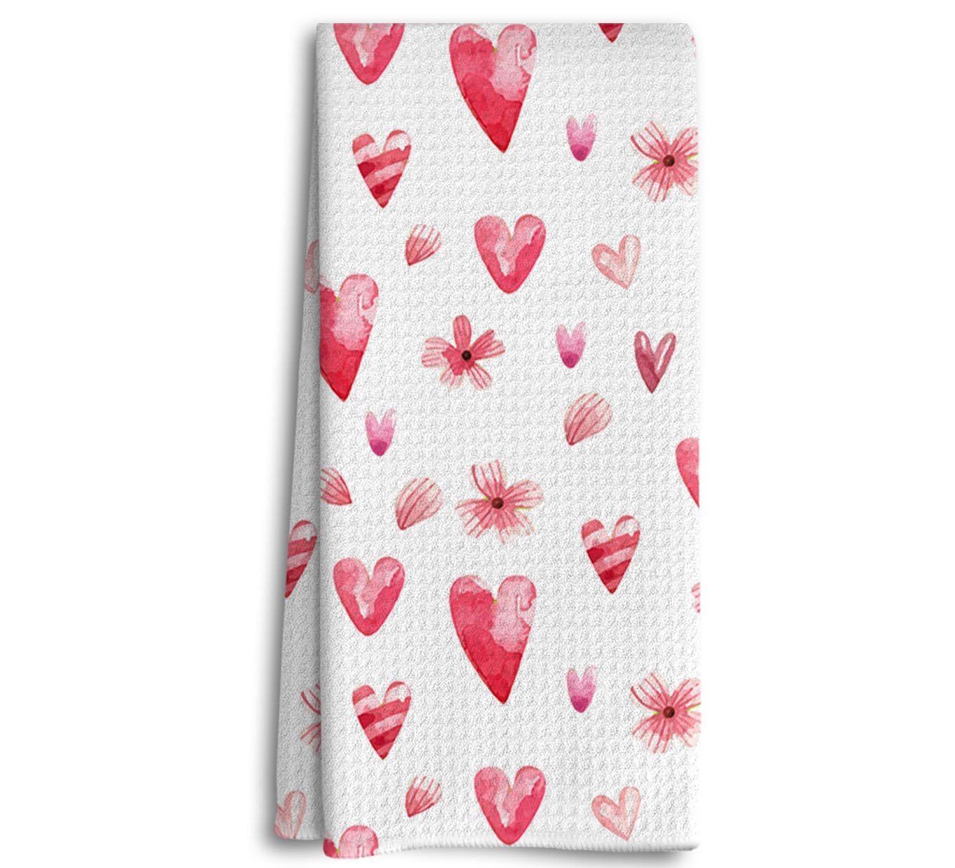 Dwept Valentines Day Kitchen Towels, Love Heart Pattern Hand Towels, Anniversary Wedding Bathroom Kitchen Decor, Valentines Romantic Gifts for Him Her, Floral Petal Tea Towels for Kitchen 428