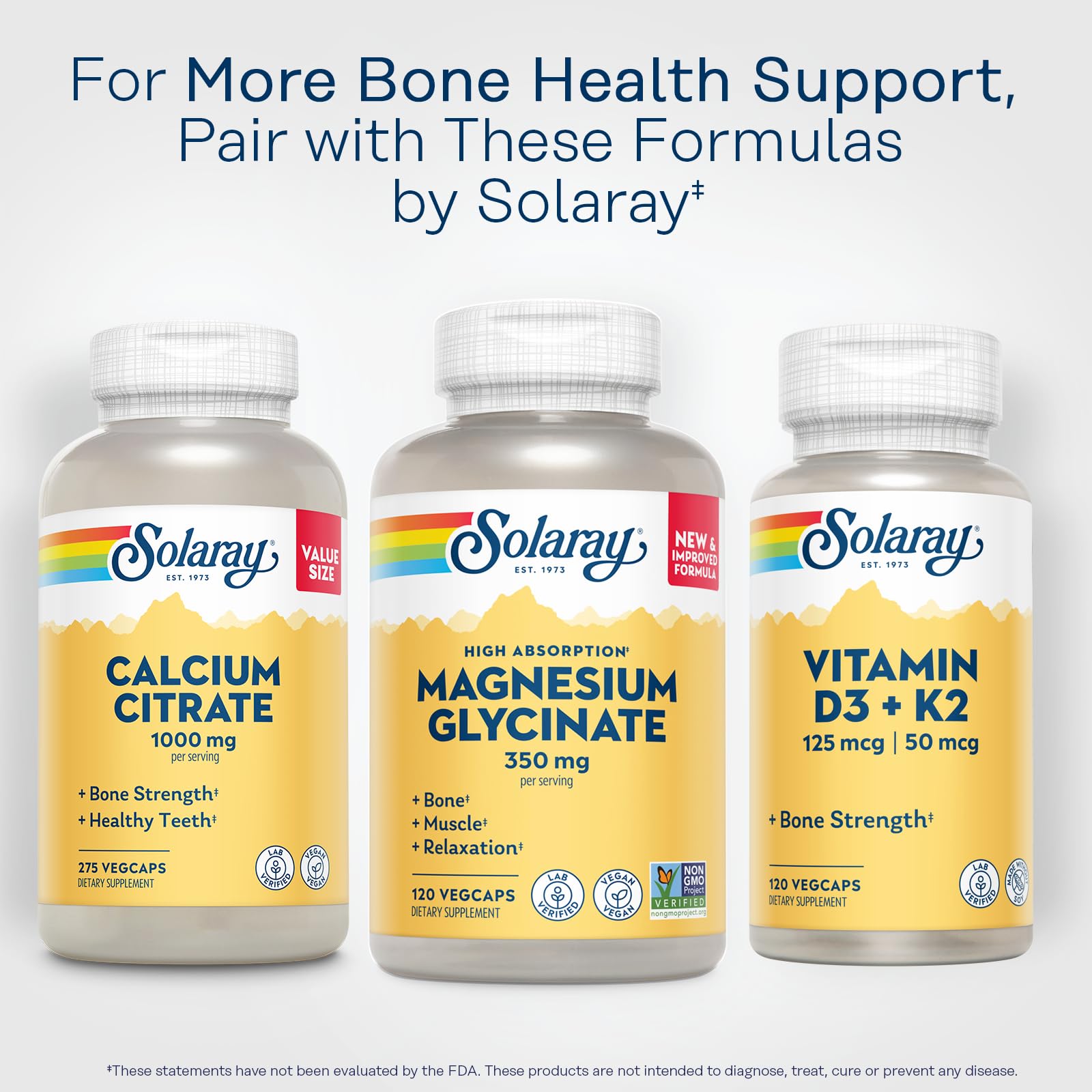 SOLARAY Magnesium Glycinate Capsules, Chelated Magnesium Bisglycinate w/BioPerine, Higher Absorption Magnesium Supplement - Bones, Muscles, Heart Support, Vegan, 275 Count (30 Servings, 120 VegCaps)