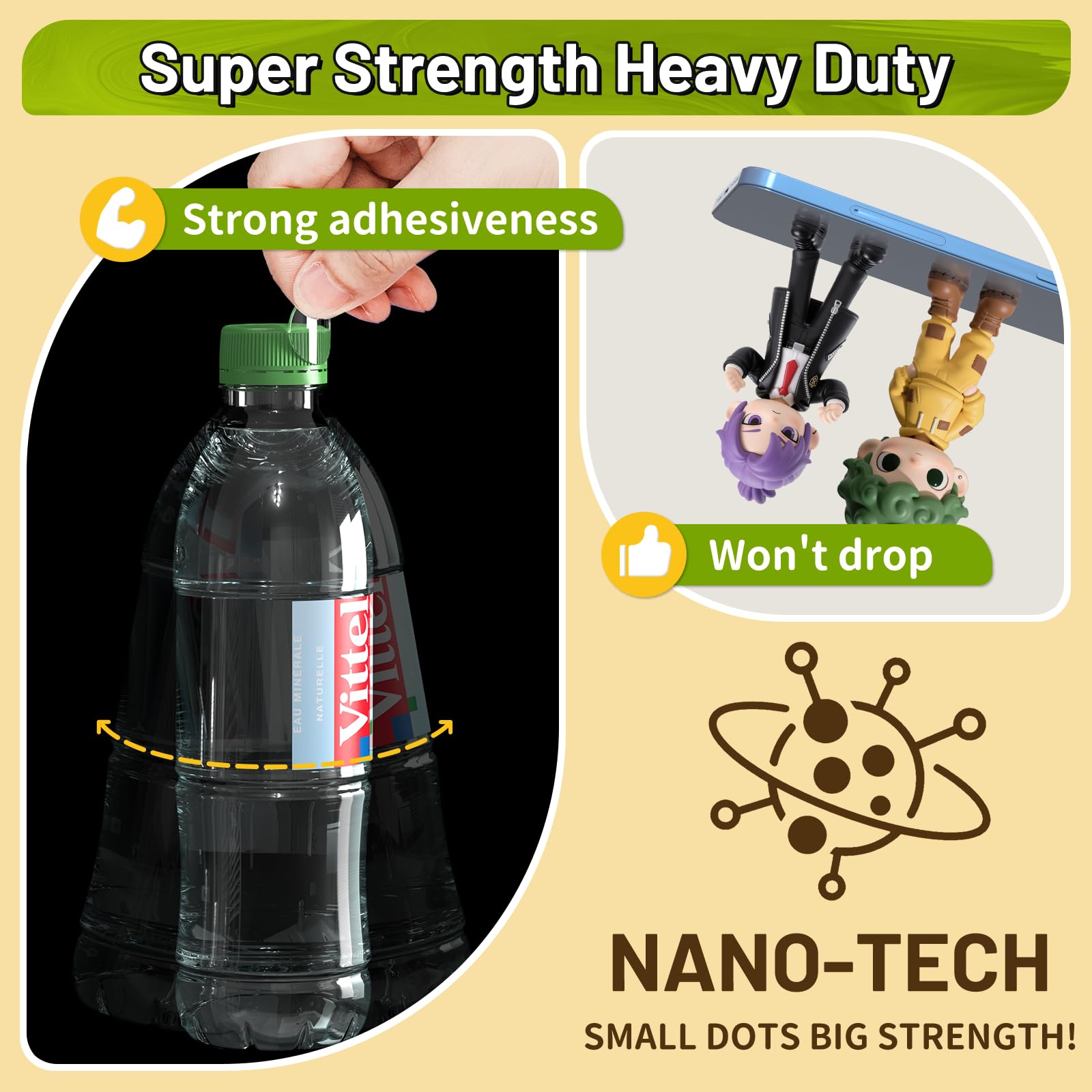 PHIXBEAR Upgraded Large Mounting Putty No Residue with Pull Tab, Double Sided Tape Adhesive Dots Clear Museum Sticky Tack, Picture Hanging Strips Fixed Decor Art Craft Party, 0.39 x 0.78 in (252 Pcs)