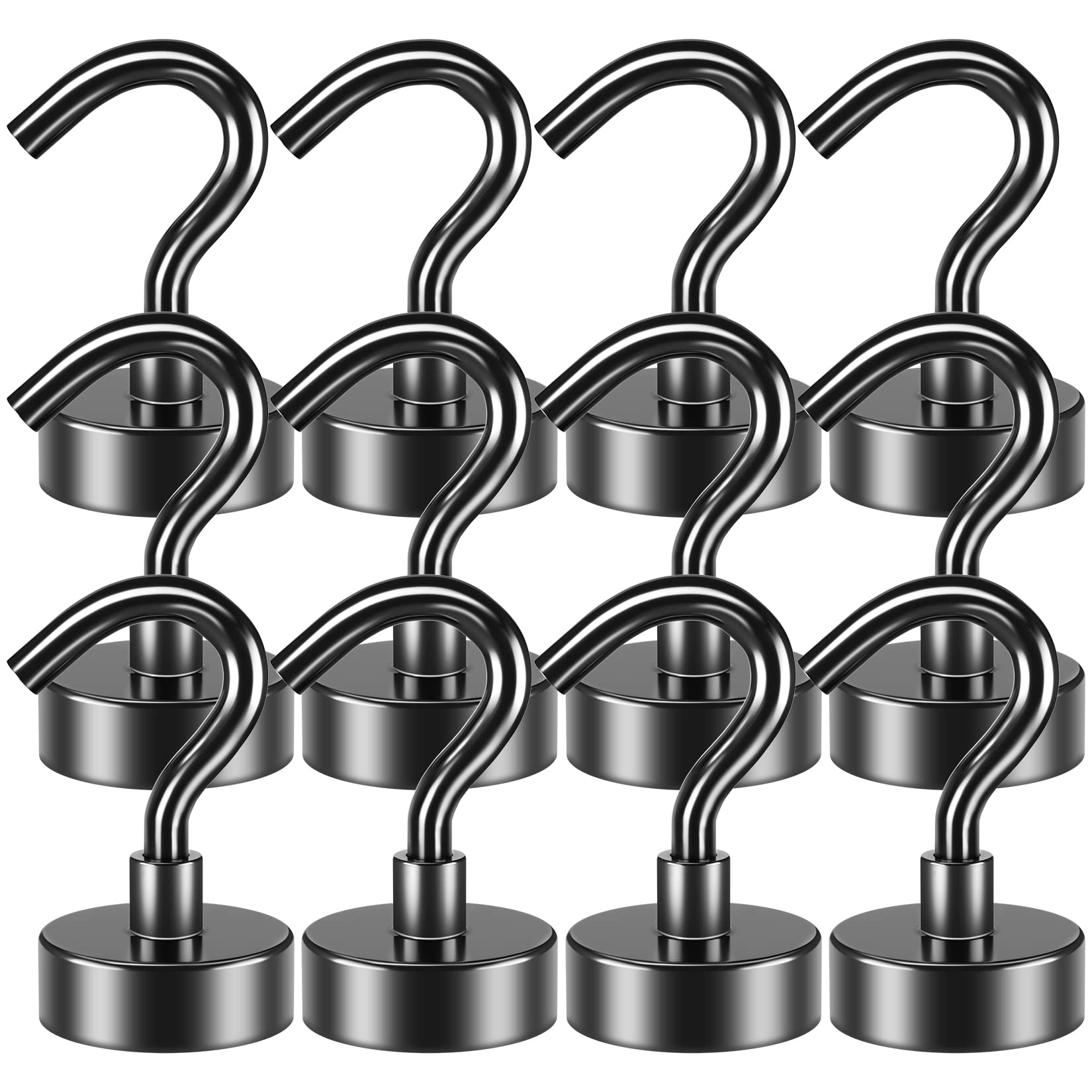 VNDUEEY 10 Pack Black Magnetic Hooks, 22Lbs Strong Magnet Hooks for Hanging, Magnetic Hook Heavy Duty, Fridge Magnets Neodymium with Hooks for Cruise,Classroom, Kitchen, Workplace, Office and Garage