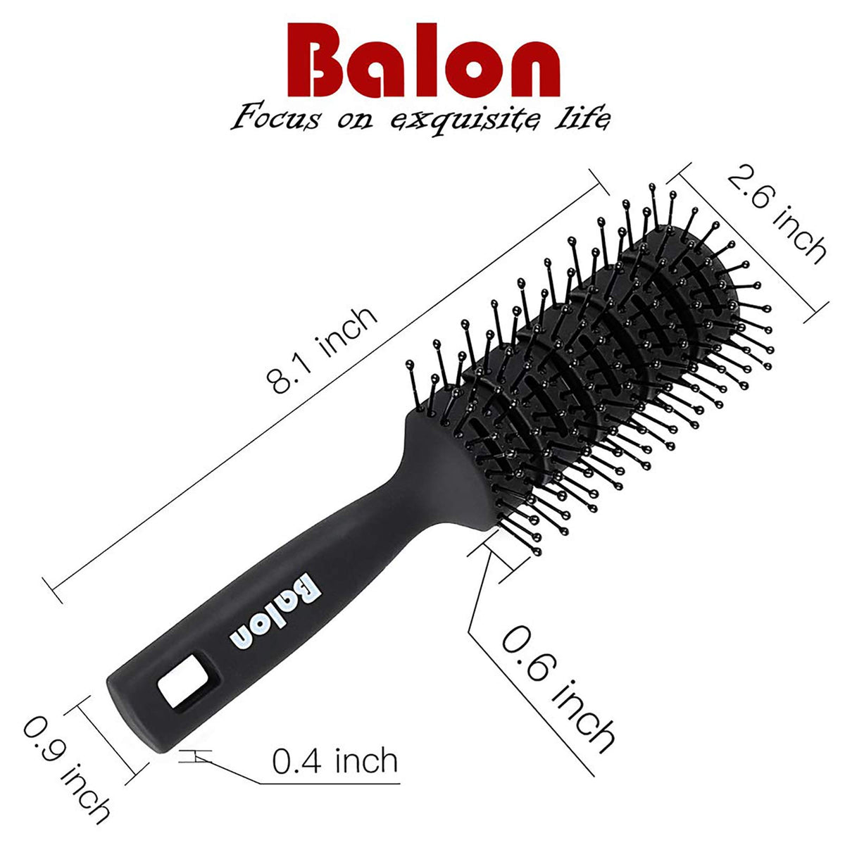 Vent Hair Brush, 11 Row Vented Hairbrush for Men and Women, Vent Brushes With Ball Tipped Bristles for Wet Short Curly Straight Hair Blow Drying Quickly(Black)