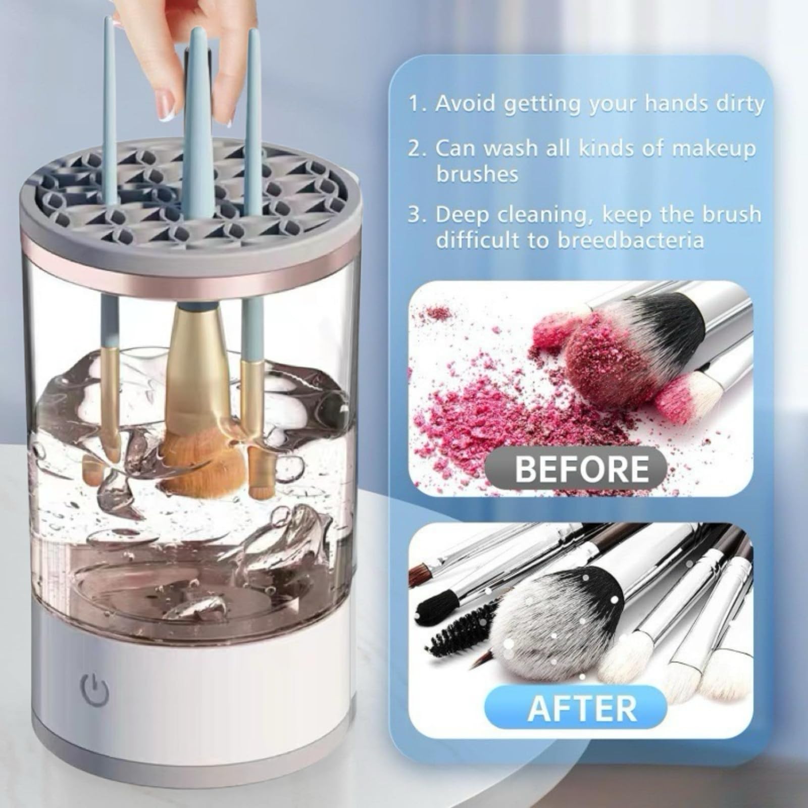 Makeup Brush Cleaner Electric,Makeup Brush Cleaner Machine,Electric Makeup Brush Cleaner, Ideal For Traveling And Makeup Lovers For Professionals (white)