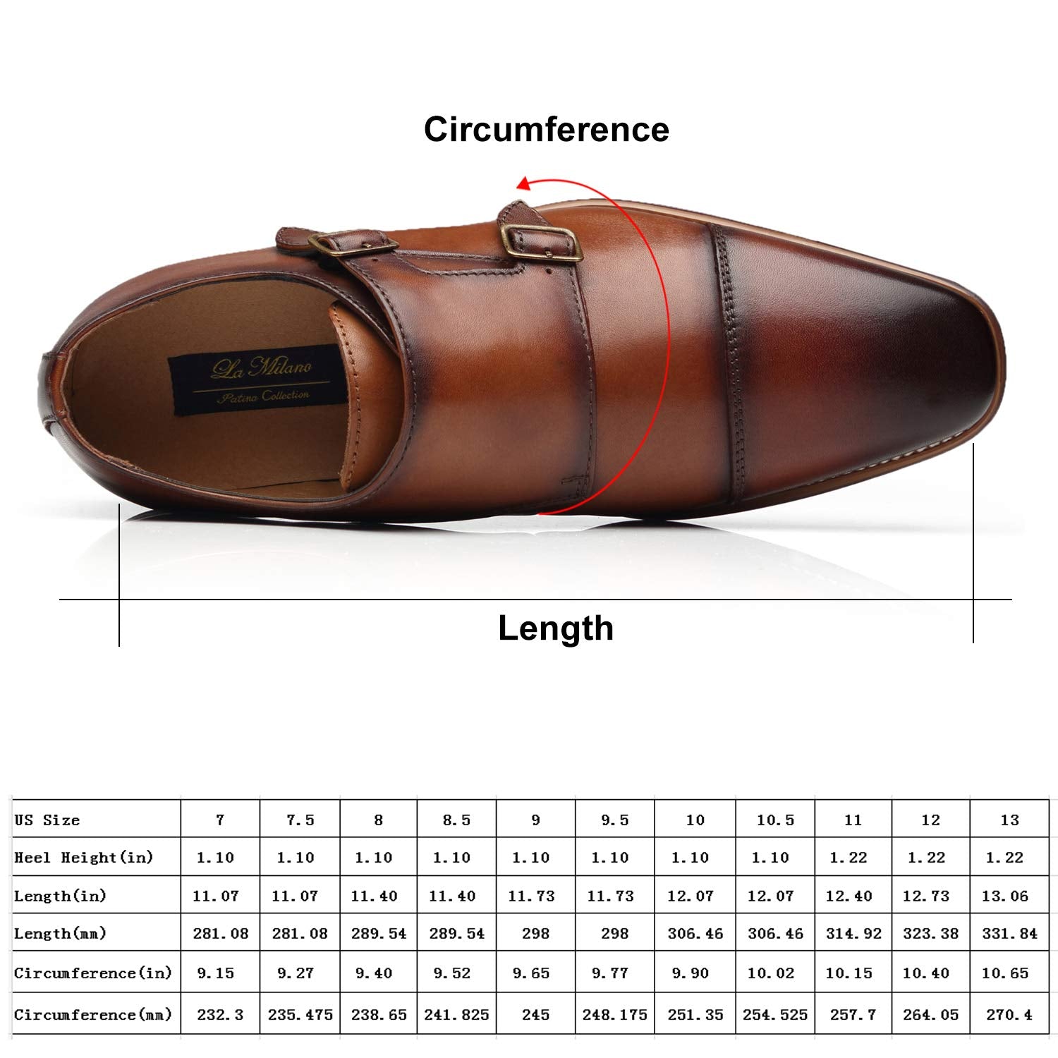 La Milano Mens Double Monk Strap Slip on Loafer Cap Toe Leather Oxford Formal Business Casual Comfortable Dress Shoes for Men Brown