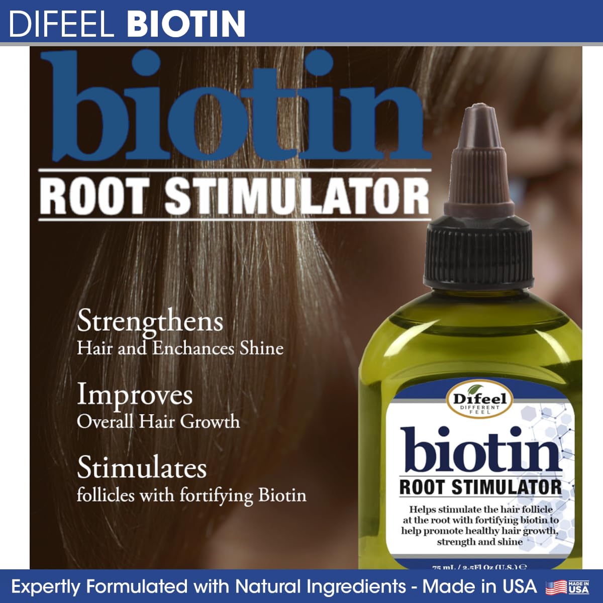 Difeel Biotin Root Stimulator 7.1 Ounce - Leave in Root Treatment for Strengthening & Growth