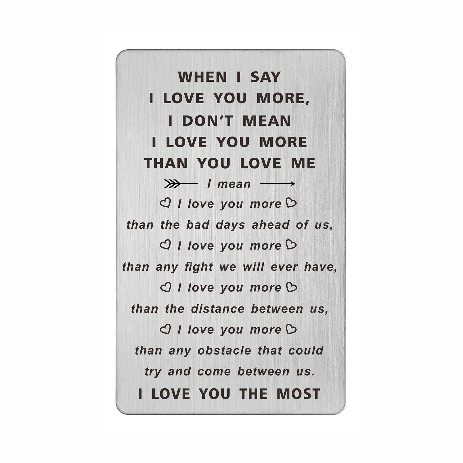 TANWIH When I Say I Love You More Wallet Card, I Love You Gifts for Him Her, Anniversary Cards Gift for Men Husband, Sentimental Long Distance Presents, Valentines Day Gifts, Mens Stocking Stuffers