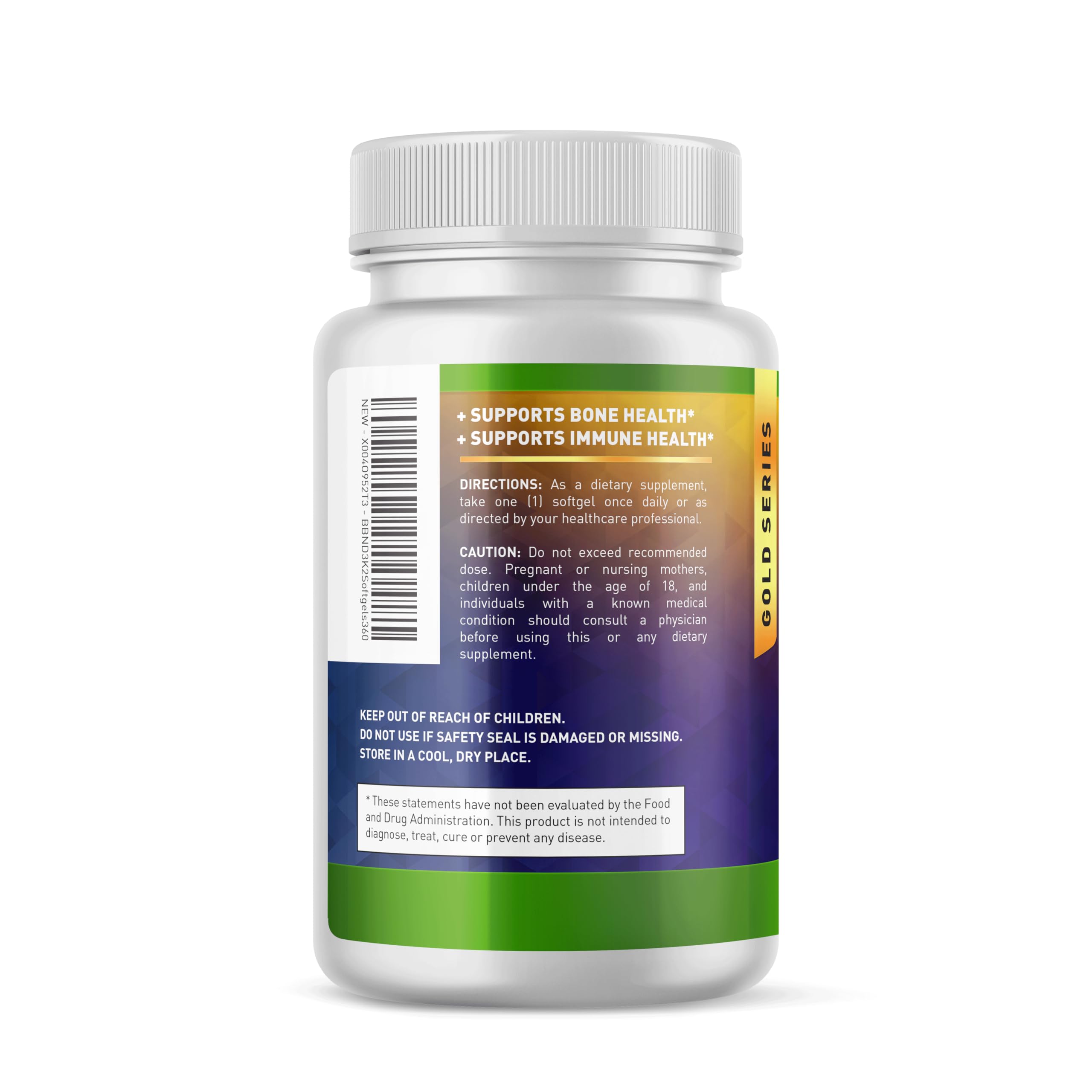 Built by Nature Vitamin D3 K2 5000 IU + 100 mcg MK-7 - Extra Strength, High Absorption - Bone, Heart & Immune Support - Coconut MCT Oil - Non-GMO – 1 Year Supply - 360 Softgels