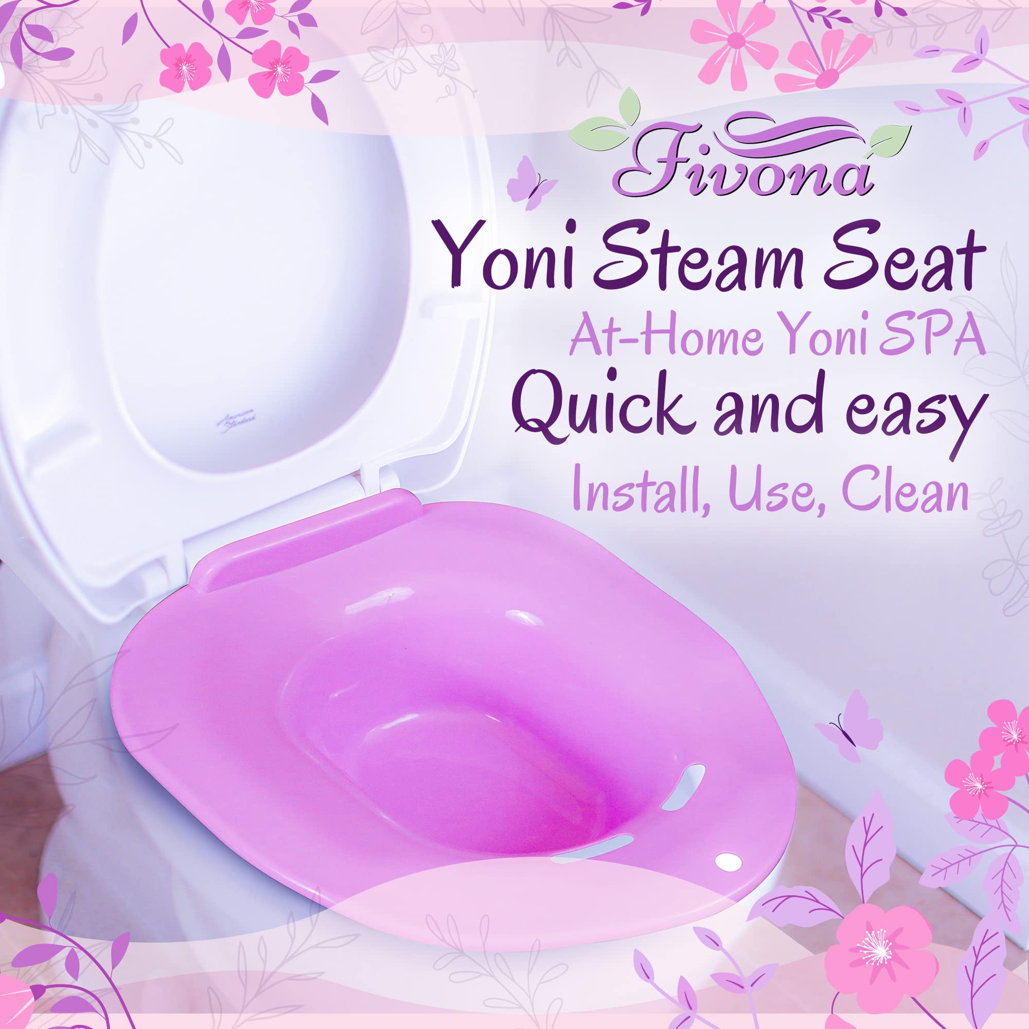 Fivona Yoni Steam Seat Over the Toilet for V Steaming and Sitz Bath Soak - Vaginal Steaming Tub - Basin for Hemorrhoids and Postpartum Care - Fits Most Toilet Shapes