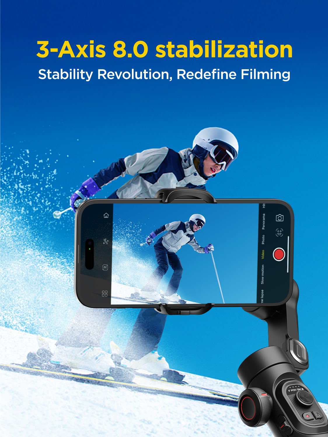 AOCHUAN Gimbal Stabilizer for Smartphone, iPhone Gimbal w/Focus Wheel Face/Object Tracking Gimbal for iPhone 16 15 Pro Max/Android Foldable 3-Axis Handheld Phone Gimbal for Video Recording -Smart XE