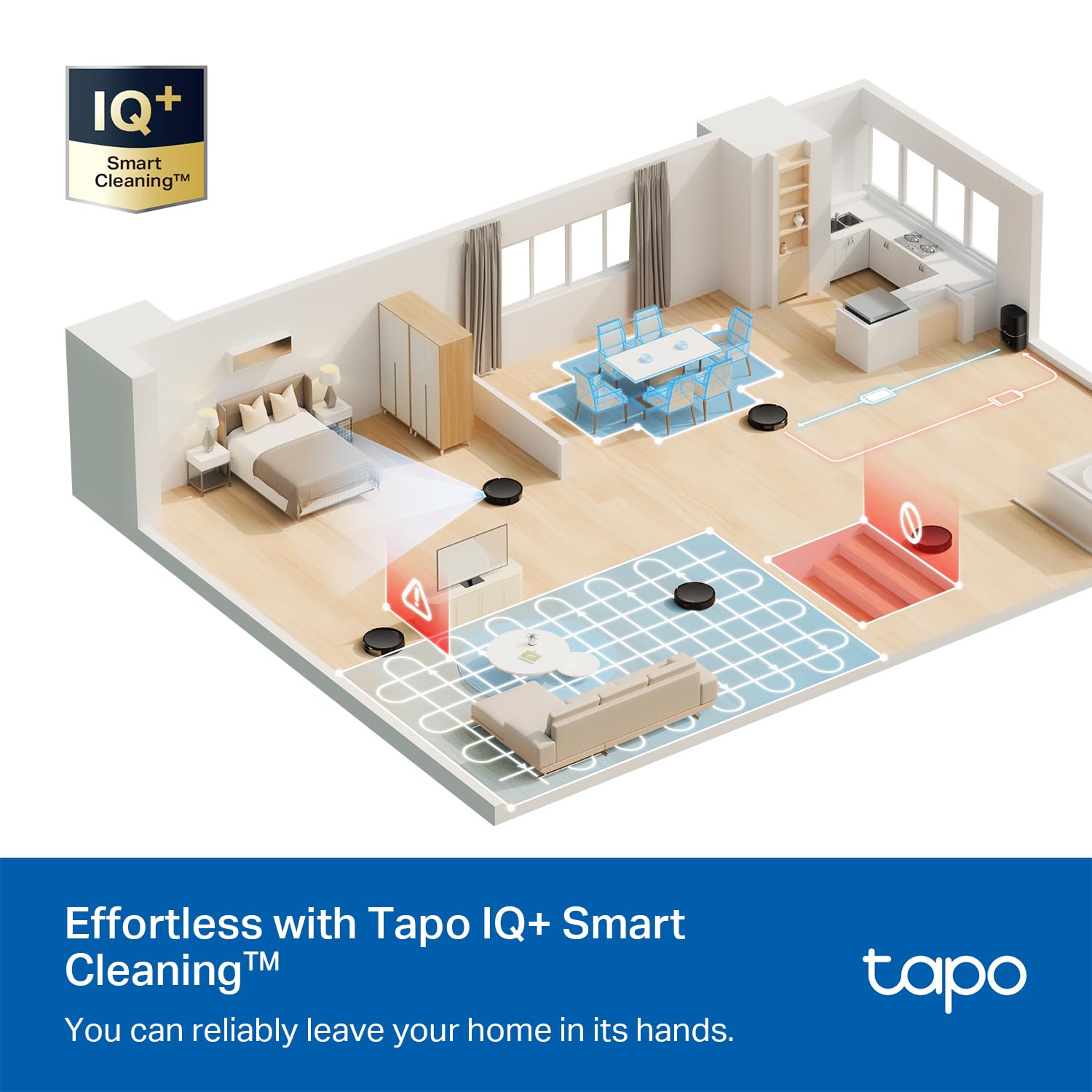 Tapo Ultra-Slim LiDAR Smart Navigation Robot Vacuum and Mop, 5300Pa Max, 97%+ Dust Pickup, Customizable Cleaning, Self-Charging, Works w/Alexa & Google Home, RV20 Max